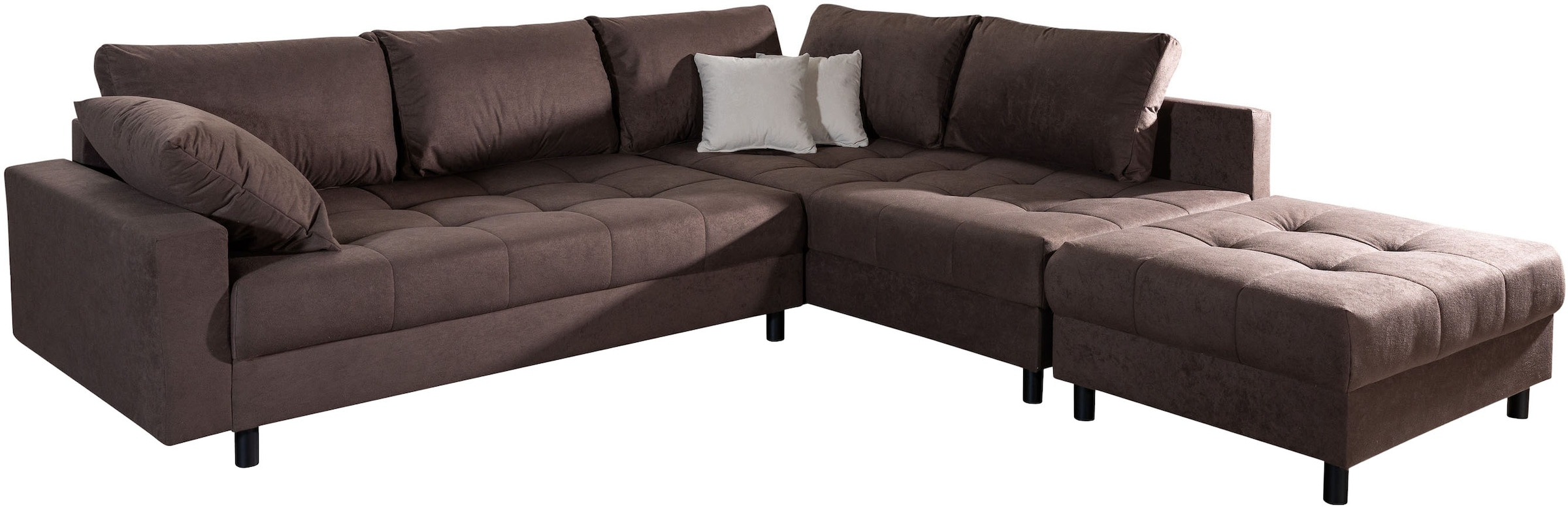 COLLECTION AB Ecksofa »Toni L-Form 274 cm« Set: Sofa & Hocker, 2 Zierkissen, Bonell-Federkern