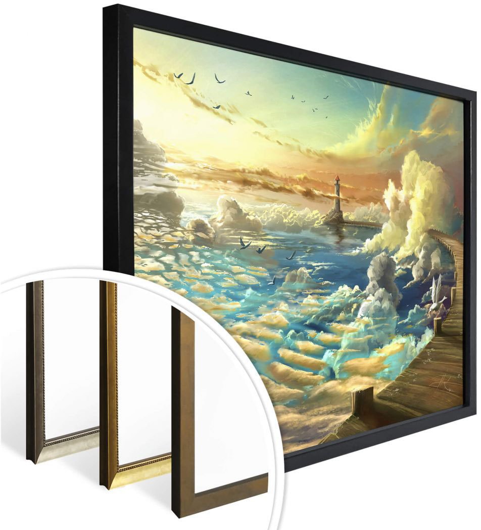 Wall-Art Poster »Surrealismus Bild Ufer des Himmels«, Schriftzug, (1 St.), Poster ohne Bilderrahmen