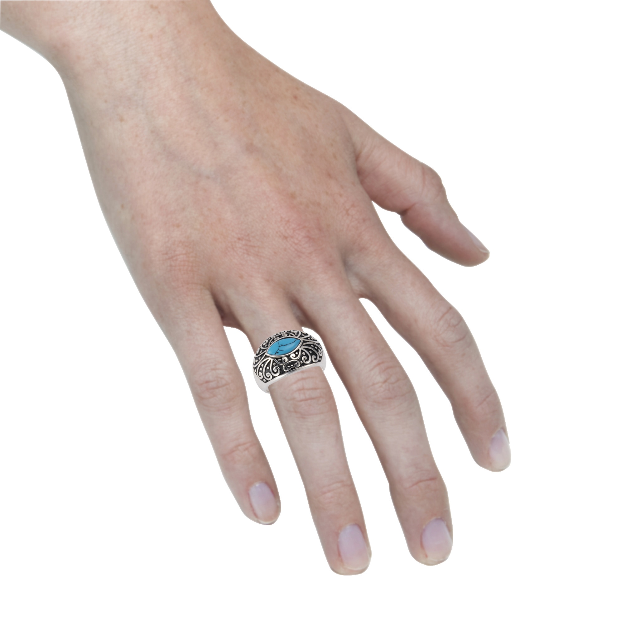 Zeeme Fingerring »Silber 925 oxidiert mit Türkis 5x10mm«