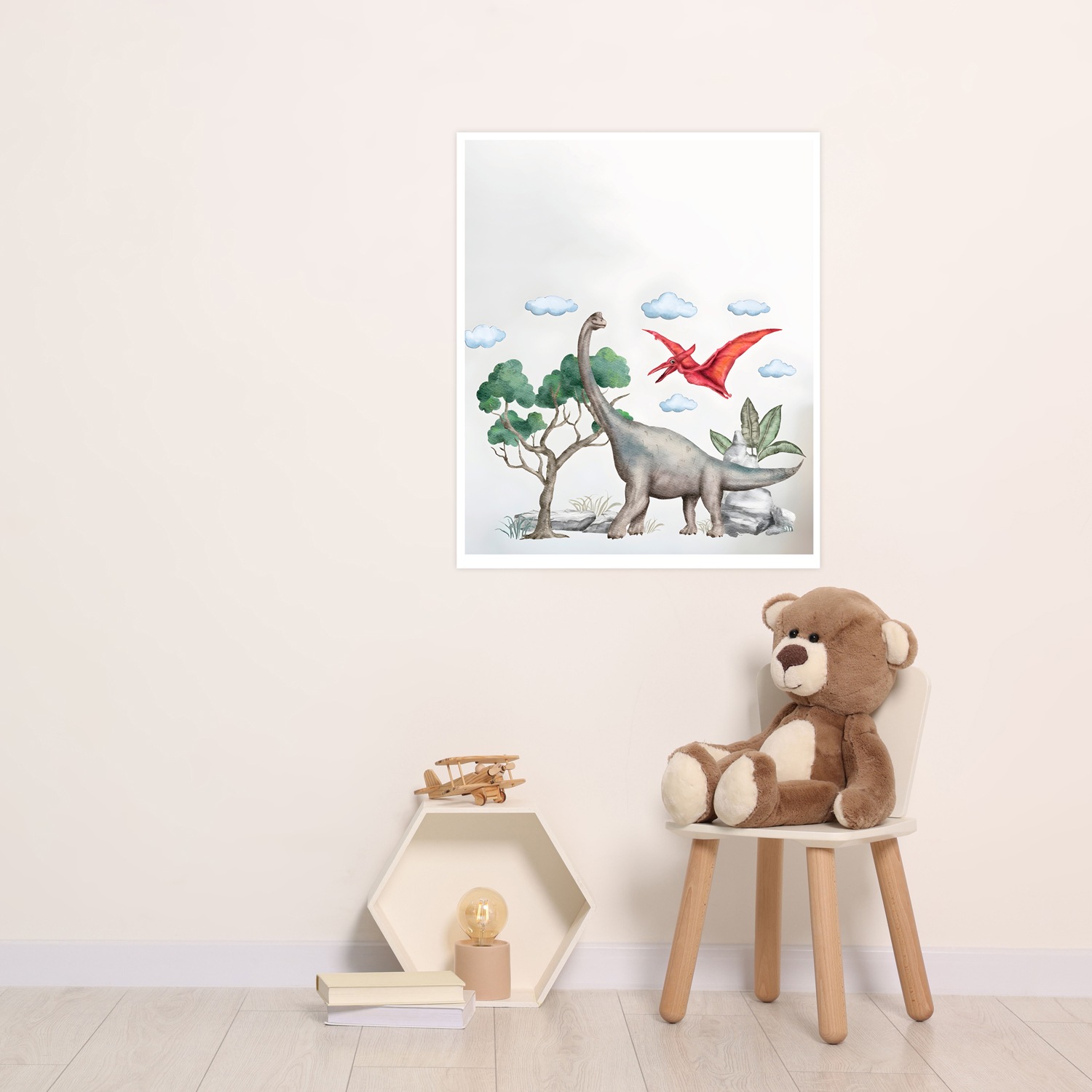 Lüttenhütt Bild mit Rahmen »oder Poster, Dinosaurier«, Baum-Dinosaurier-Fan günstig online kaufen