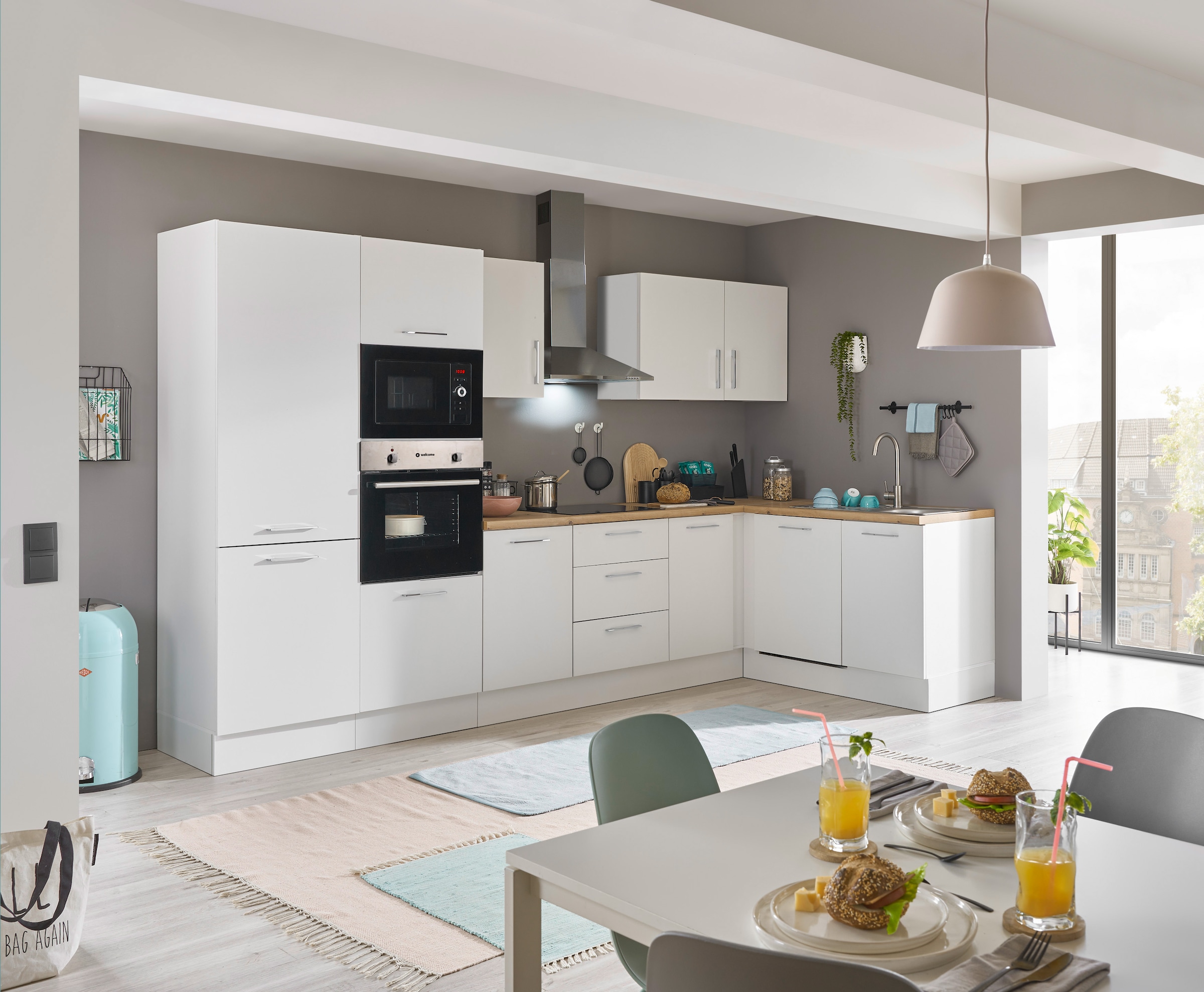 BASIC by Balculina Winkelküche »Turin«, Stellbreite 340x175 cm, wahlweise mit E-Geräten