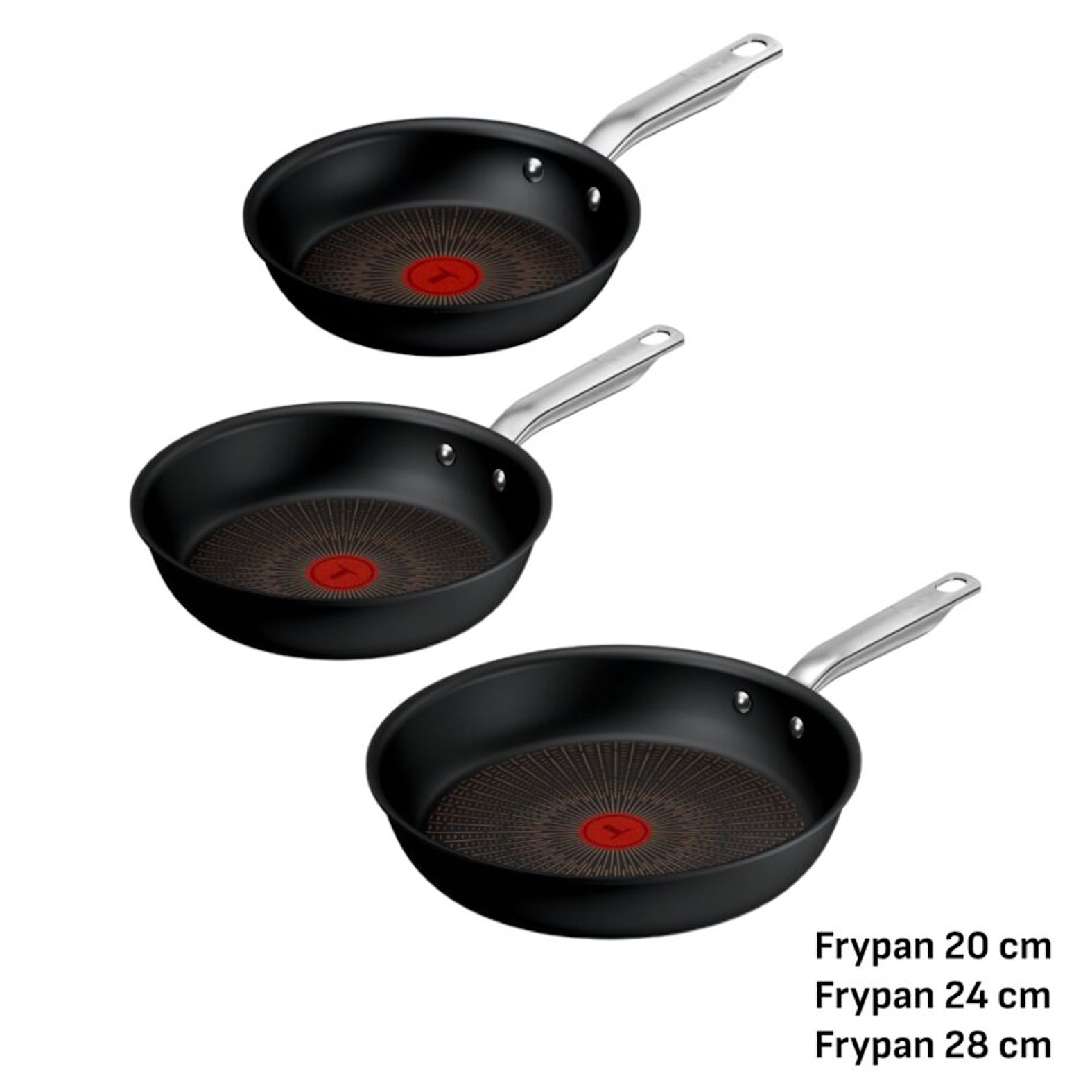 Tefal Pfannen-Set »Experience Unbreakable« Aluminium Set, 3x Bratpfanne 20/24/28 cm, 3 tlg. FusionCore Antihaftversiegelung, Induktion, Temperaturanzeiger