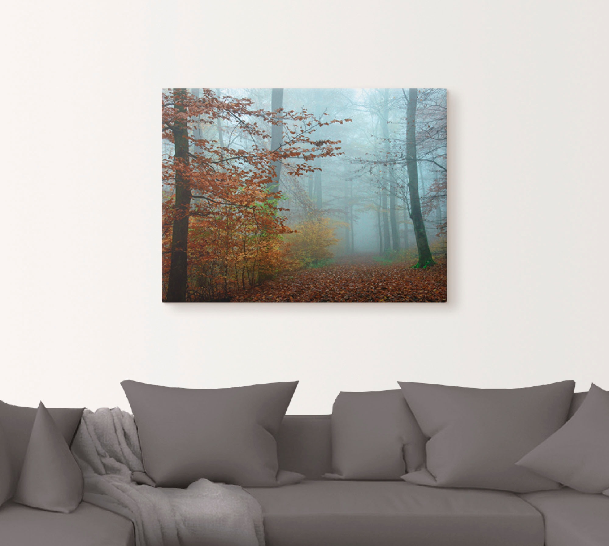 Artland Wandbild »Nebel im Herbstwald«, Wald, (1 St.), als Leinwandbild, Po günstig online kaufen