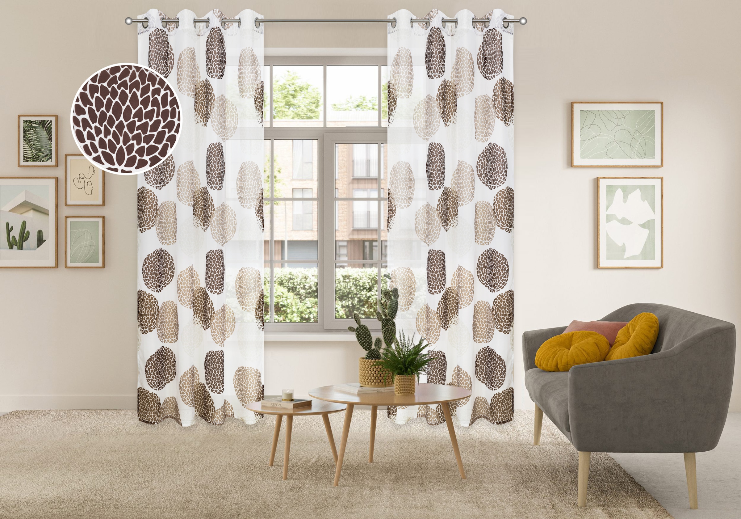 OTTO home 1100000002199 »BELEM« Ösen 1 Stk. tlg. 1 Schal, Polyester, Kreise