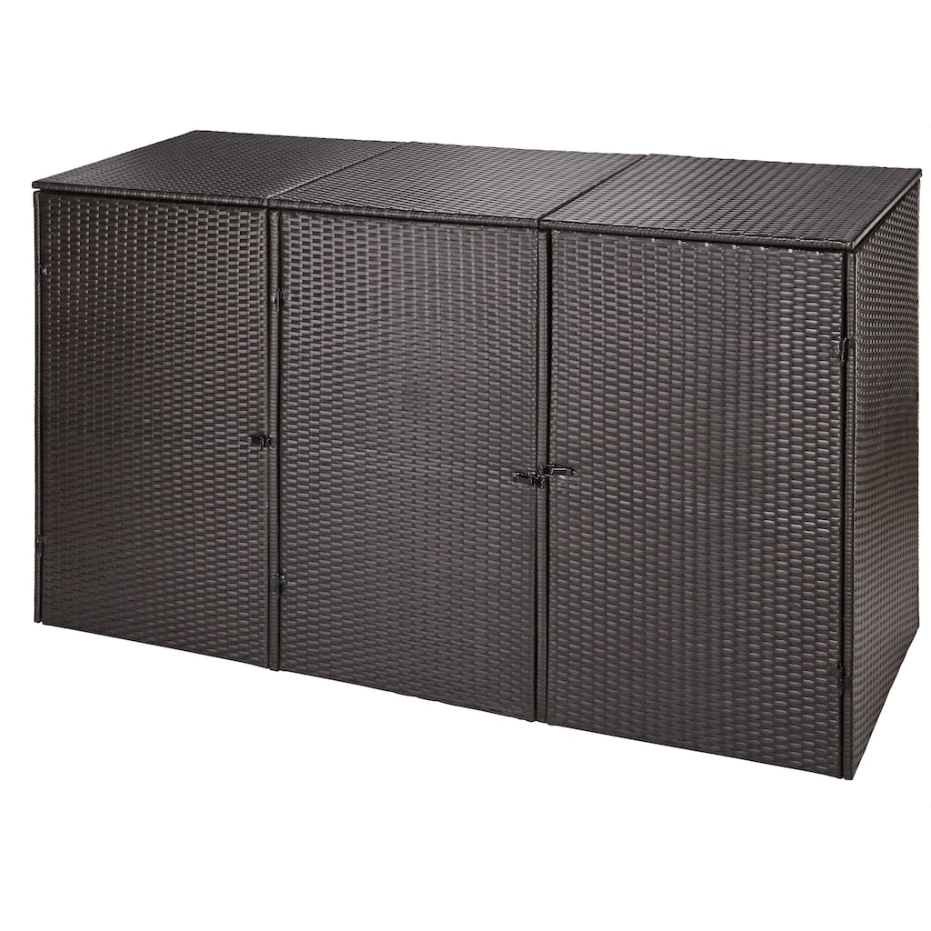 HANSE GARTENLAND Mülltonnenbox, für 3x120 l aus Polyrattan, BxTxH: 189x66x109 cm