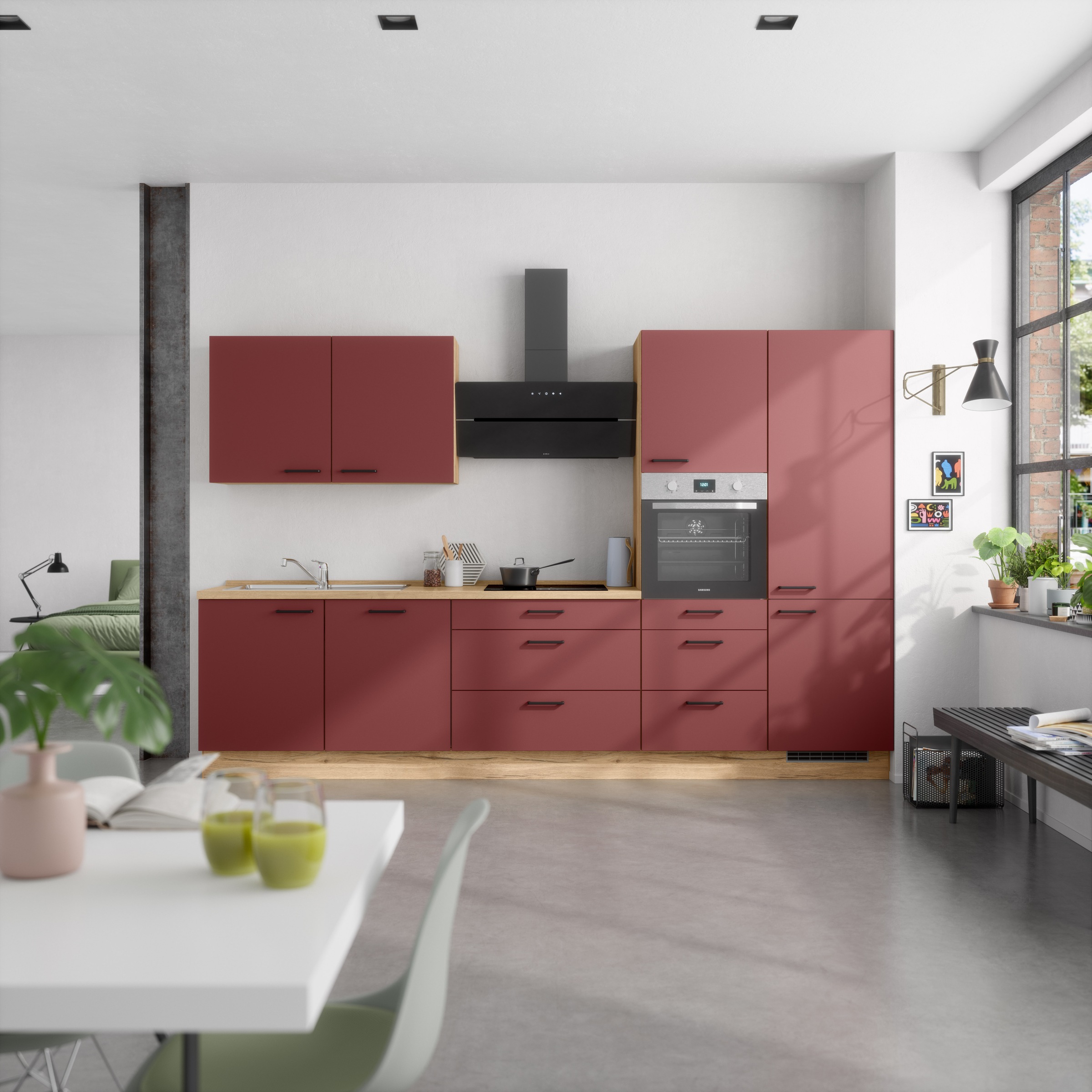 nobilia® Küchenzeile »"Easytouch II", NEU: individuell anpassbar mit gratis Profi-Beratung« vormontiert, Breite 330 cm, Ausrichtung wählbar, wahlw. mit E-Geräten