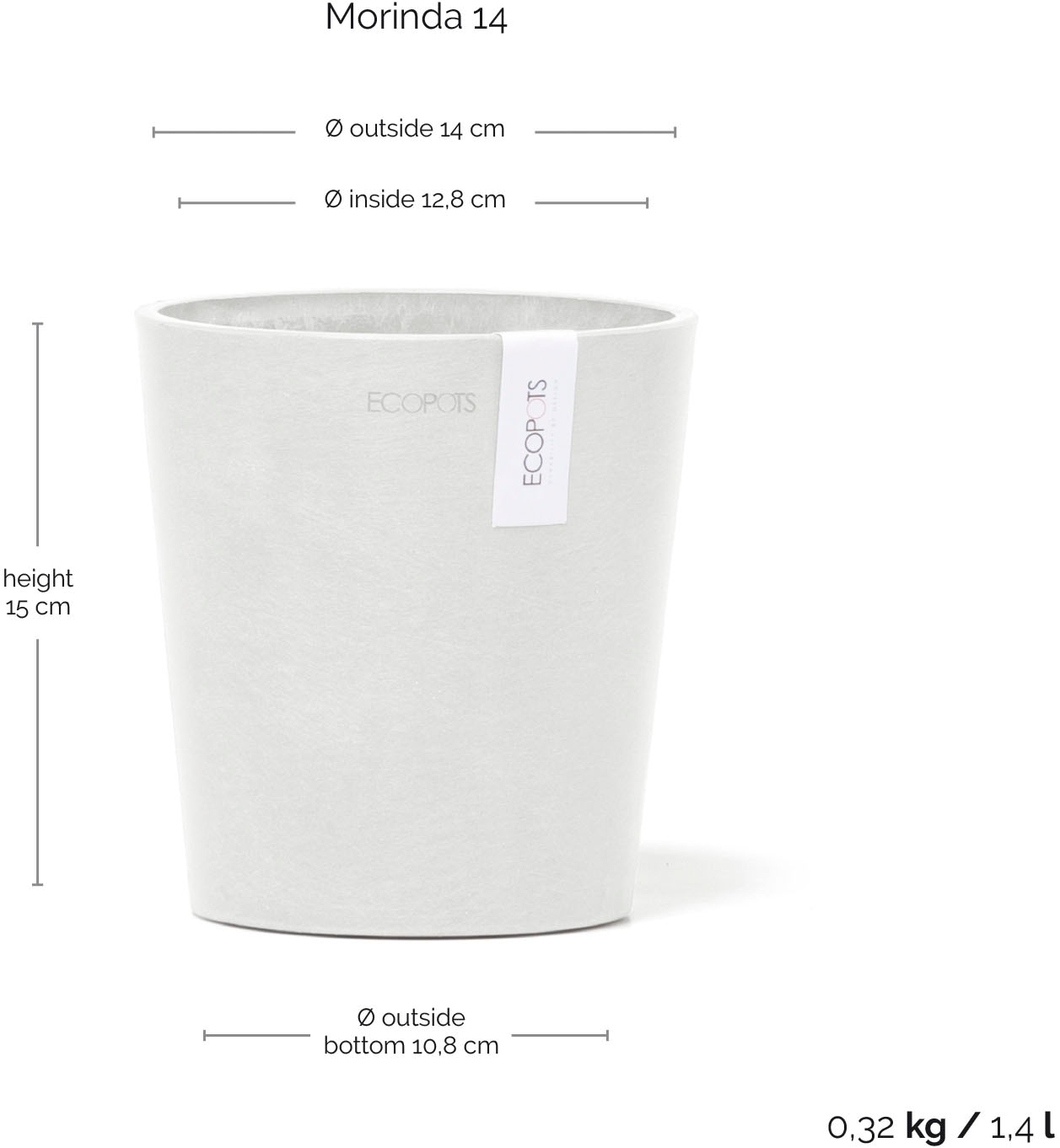 ECOPOTS Blumentopf »Morinda Orchidee 14 Weiß« für den Innenbereich
