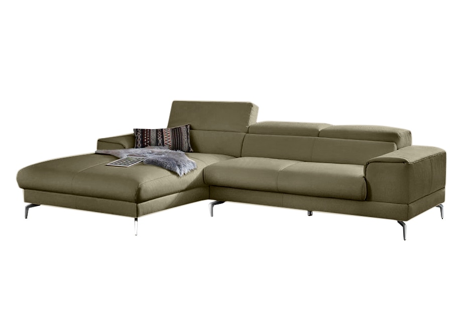 W.SCHILLIG Ecksofa »piedroo, Designsofa mit tollem Sitzkomfort, bequem und elegant, L-Form«, Kopfteilverstellung, wahlweise mit Sitztiefenverstellung, Breite 303cm