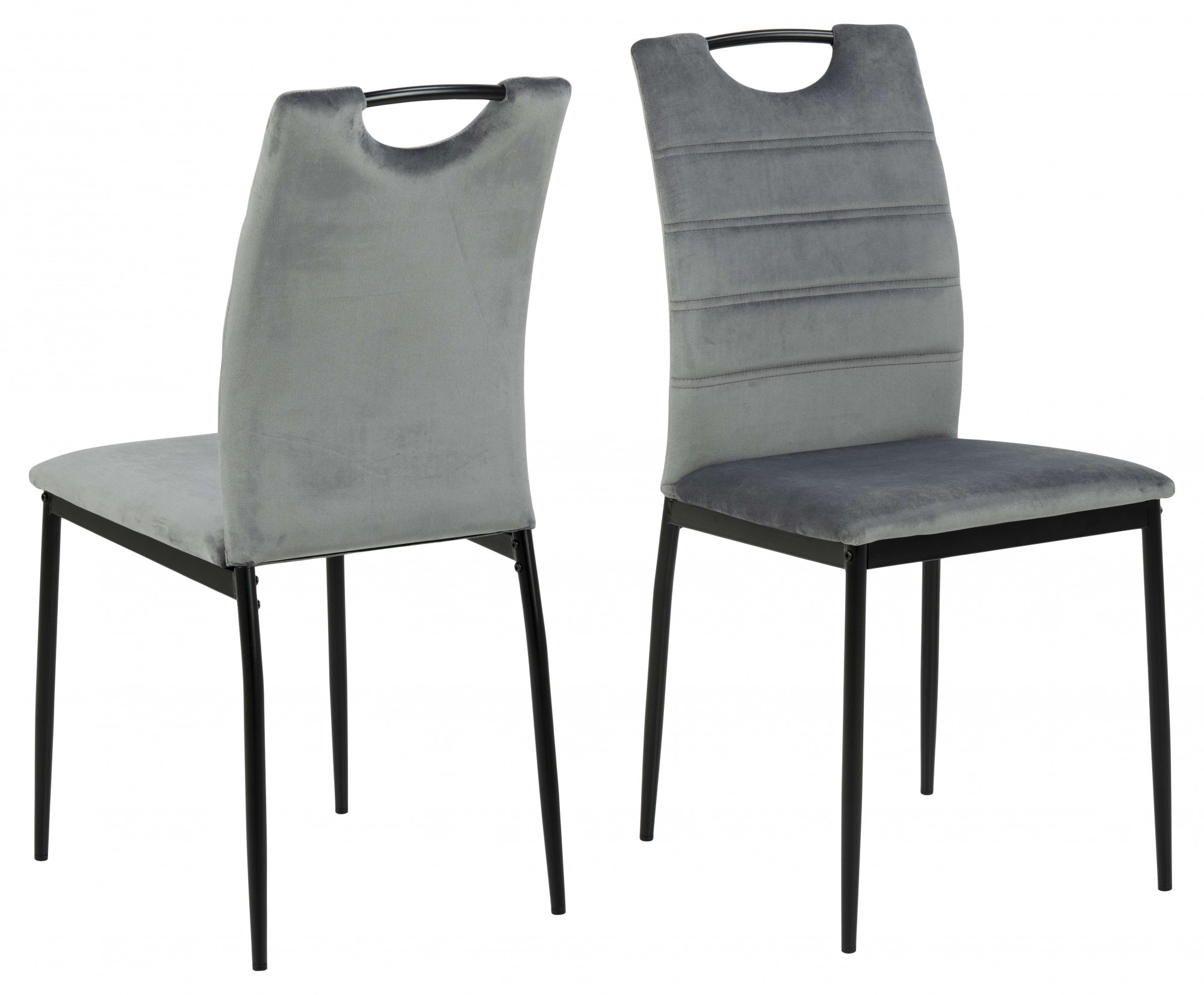ACTONA GROUP Esszimmerstuhl »Dia«, 4 St., Samtvelours, Esszimmerstuhl Dia (Set, 4 St) in grau Samtvelours, mit Handgriff