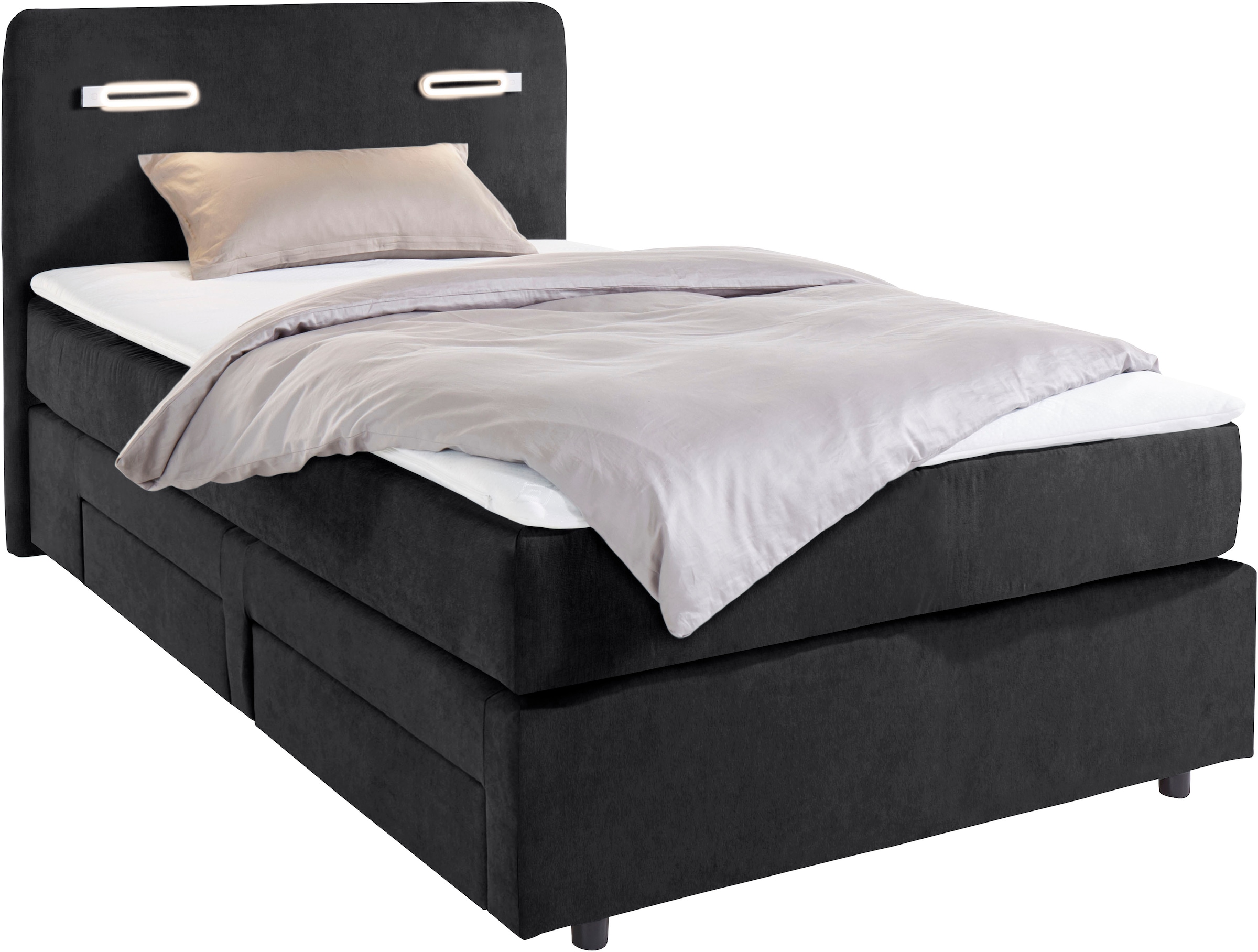 INOSIGN Boxbett »Luan«, Schubkästen, LED-Beleuchtung und Topper, in Breite 120 cm und 180 cm