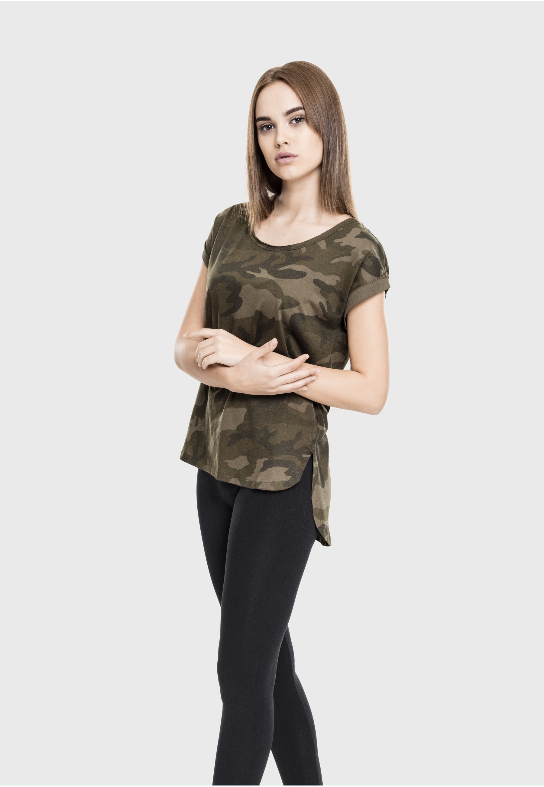 URBAN CLASSICS T-Shirt »Urban Classics Damen Ladies Camo Back Shaped Tee« 1 Stk.