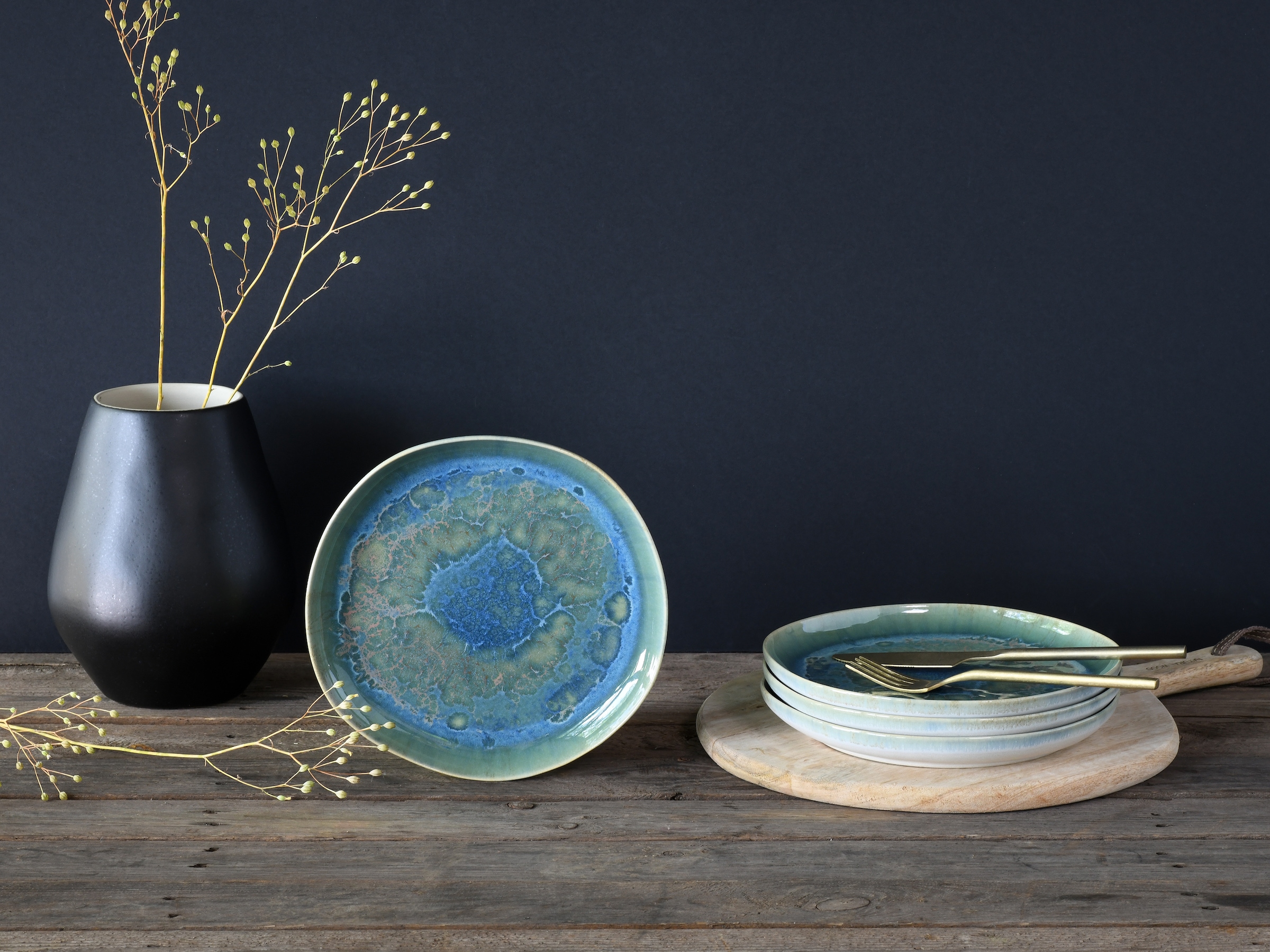 CreaTable Dessertteller »Yuki« Teller Set, reaktiver Digitaldruck, jedes Stück ein Unikat