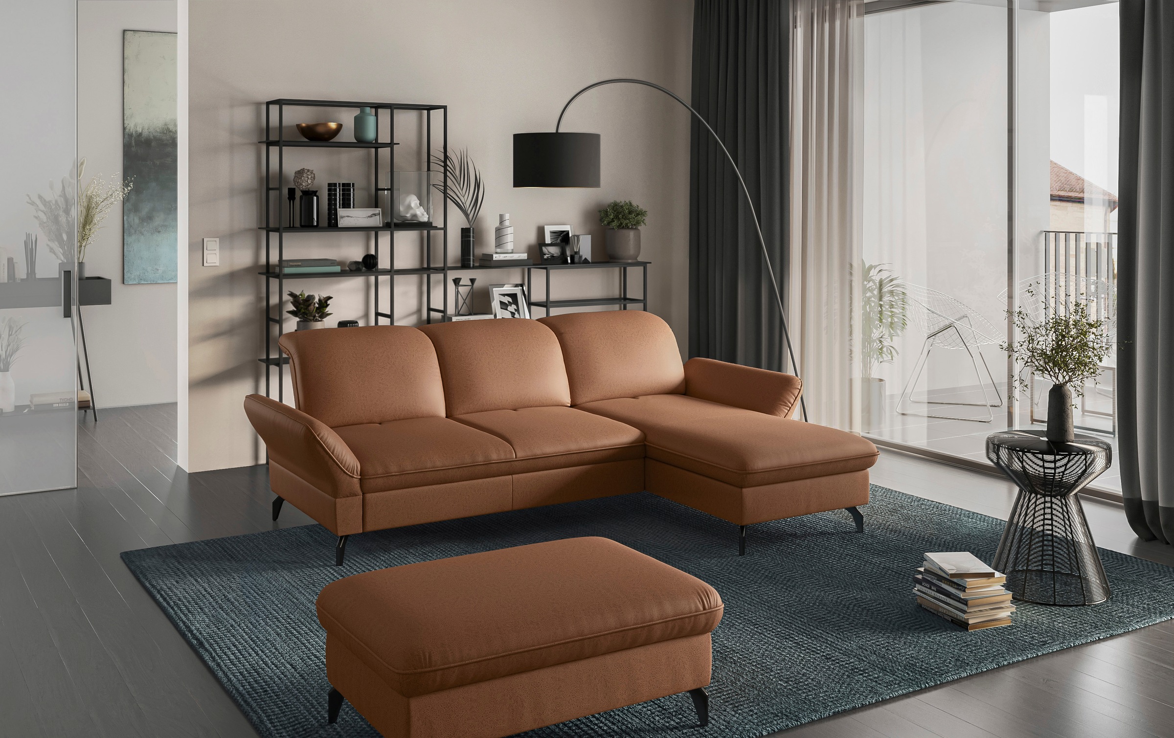 sit&more Ecksofa »Leandro L-Form«, Wahlweise mit Bett-, Kopfteil - und Armlehnfunktion, sowie Bettkasten