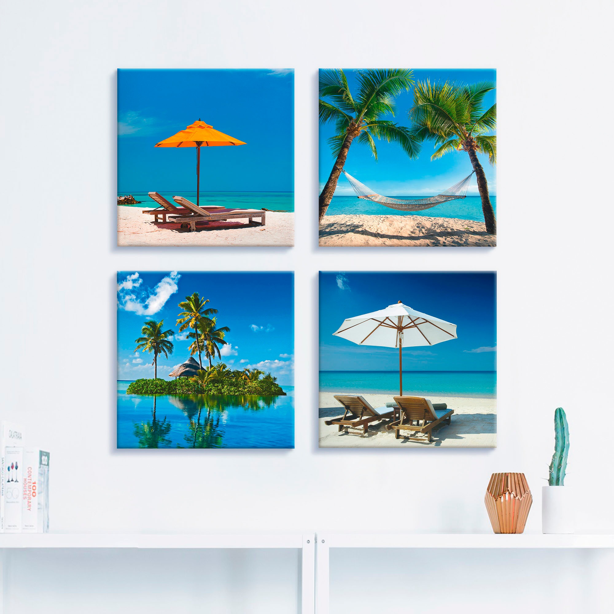 Artland Leinwandbild »Ort Glück Liebe Home sweet Home« Sprüche & Texte 4 St günstig online kaufen