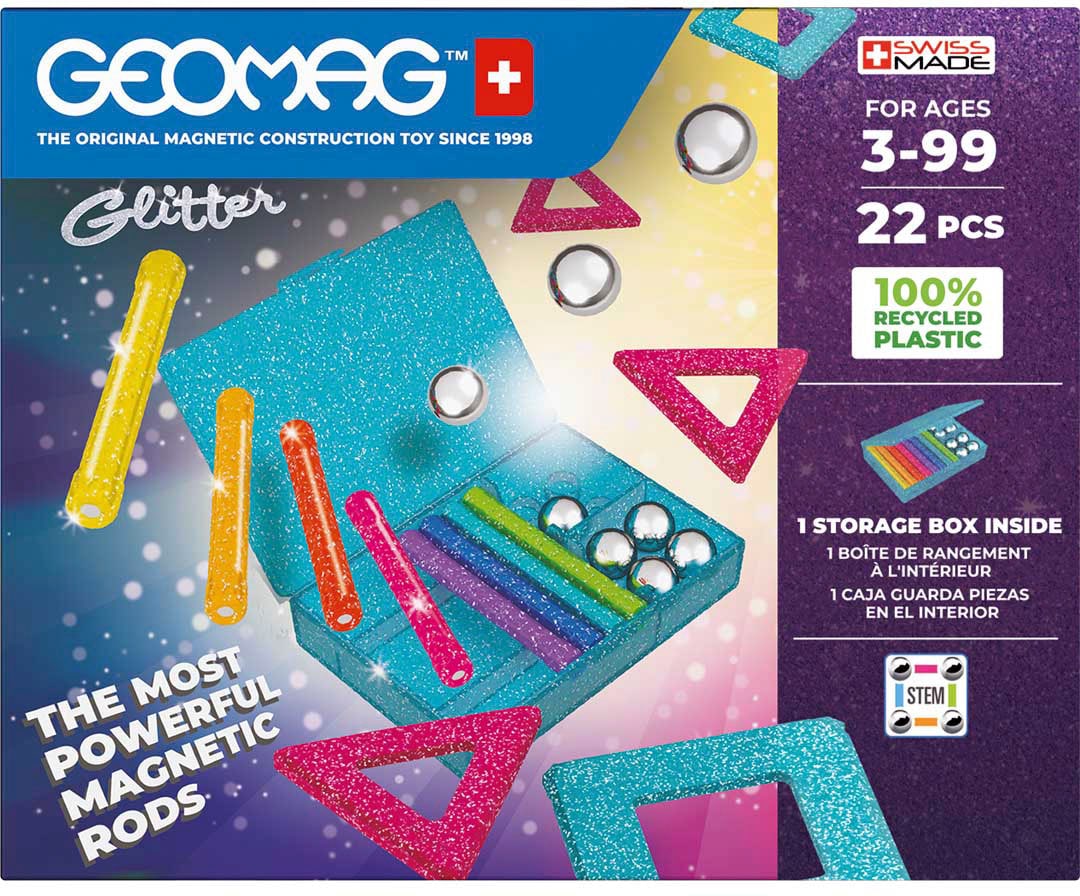 Geomag™ Magnetspielbausteine »GEOMAG™ Glitter Panels, Recycled«, (22 St.), aus recyceltem Material; Made in Europe