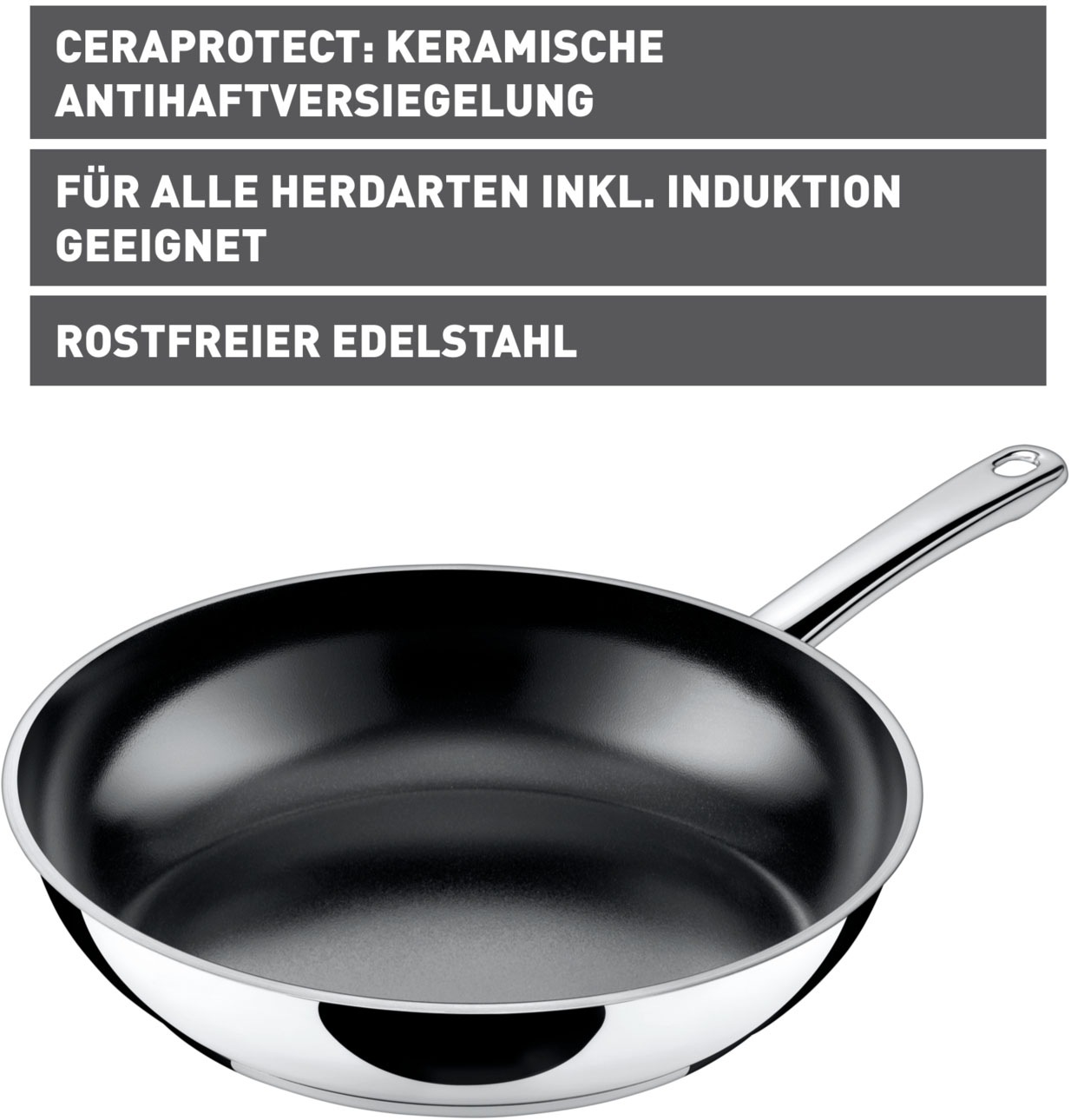 Silit Bratpfanne »Talis, induktionsgeeignete Pfanne«, Cromargan® Edelstahl Rostfrei 18/10, (1 tlg.), mit keramischer Beschichtung, für alle Herdarten geeignet