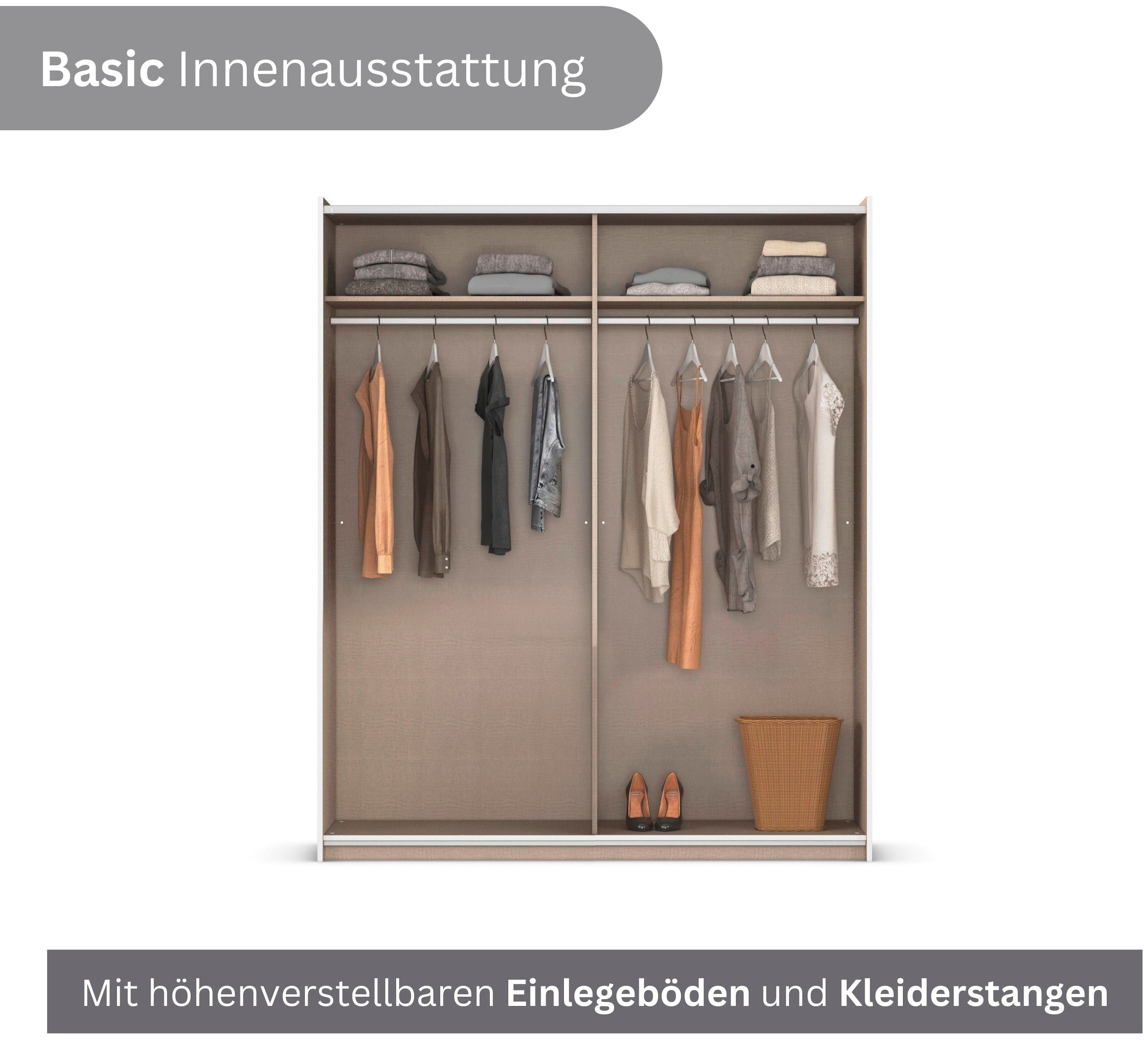 OTTO home Kleiderschrank »Mehrzweckschrank Aktenschrank Möbel Mietswohnung TOPSELLER  ASTANA« 3 Ausstattungen BASIC/CLASSIC/PREMIUM (inkl. SOFT-CLOSE-FUNKTION),  mit 3 Spiegelelementen, Metallgriffleisten alufarbig MADE IN GERMANY