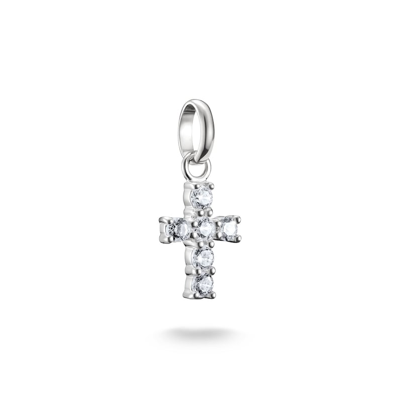 THOMAS SABO Charm Kreuz »Charm Kreuz - Connect« mit Zirkonia (synth.) silberfarben-kristallweiß + kristallweiß Charm Kreuz – Connect