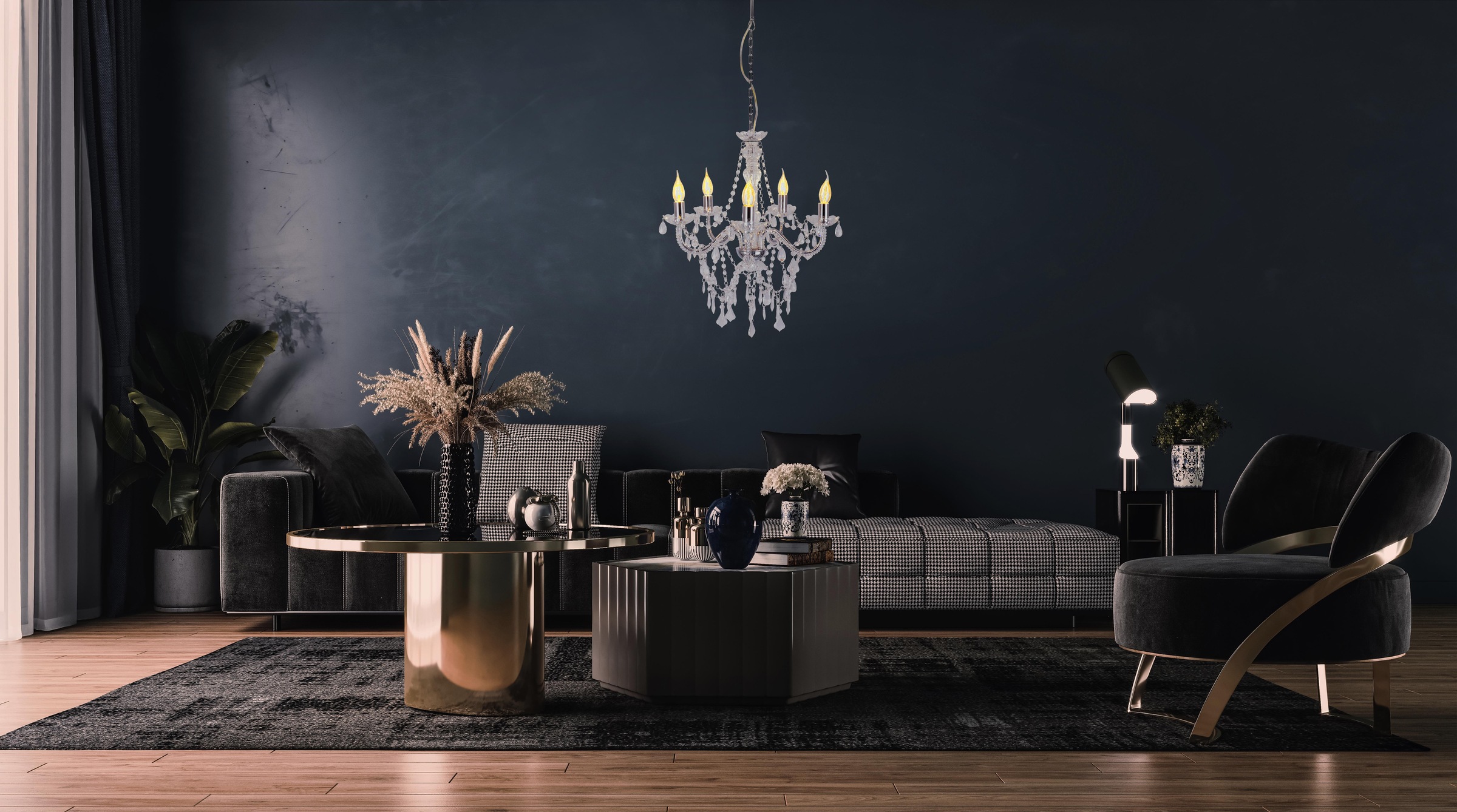 näve Pendelleuchte »5er Krone "CECILIA" D: 52 cm chrom« E14 1 Stk. elegante günstig online kaufen