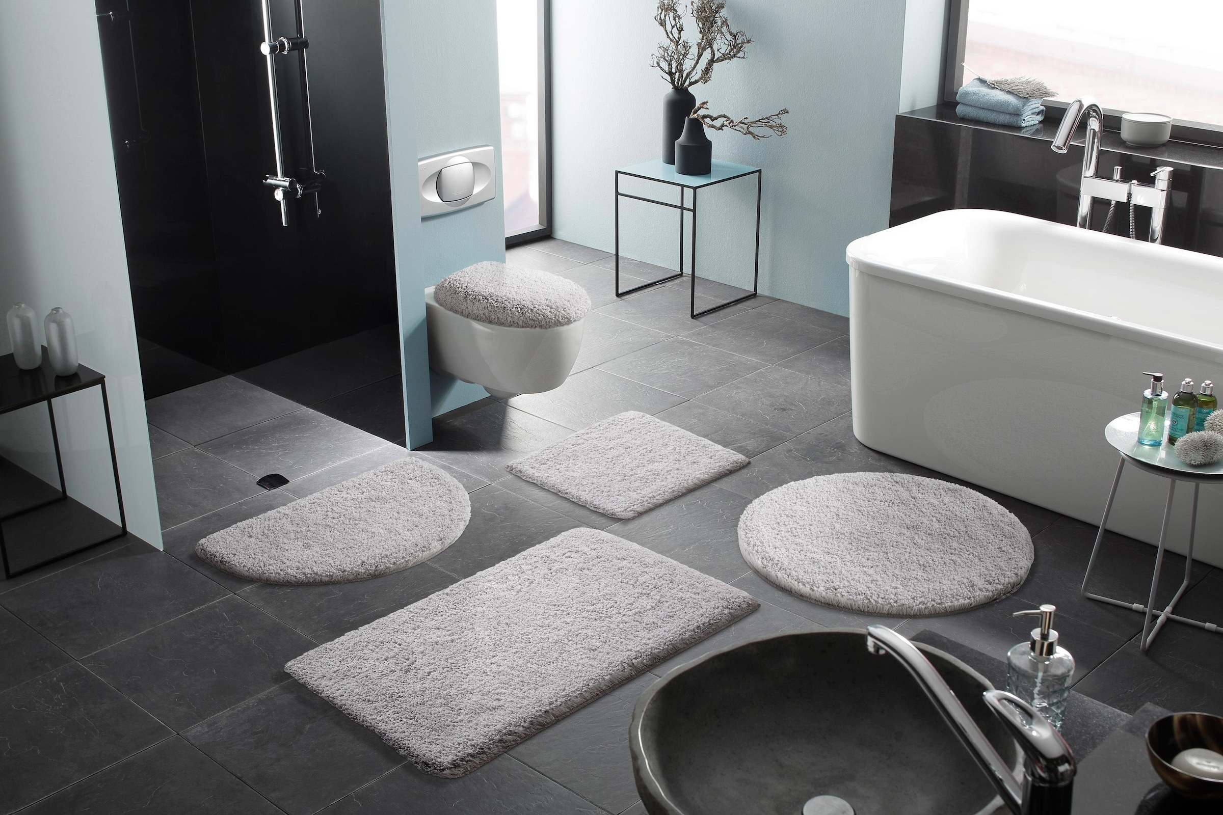 KLEINE WOLKE Badematte »Mellow« Höhe 40 mm rutschhemmend beschichtet fußbodenheizungsgeeignet schnell trocknend Badteppich, Uni-Farben, weich,...