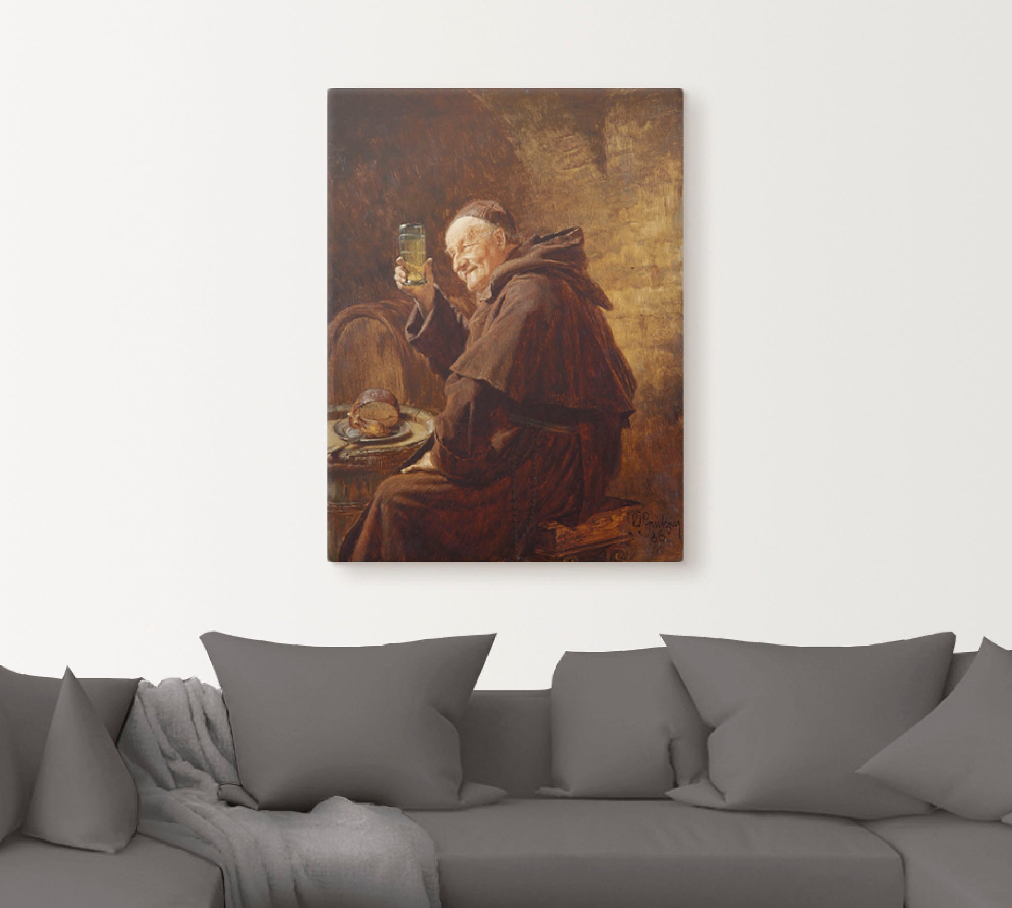 Artland Wandbild »Mönch bei der Weinprobe.«, Mann, (1 St.), als Leinwandbild, Poster in verschied. Größen