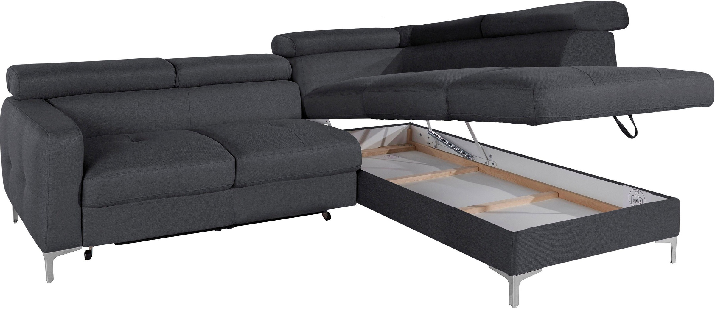 COTTA Ecksofa »Sammy L-Form«, mit Kopfteilverstellung, wahlweise mit Bettfunktion & Bettkasten