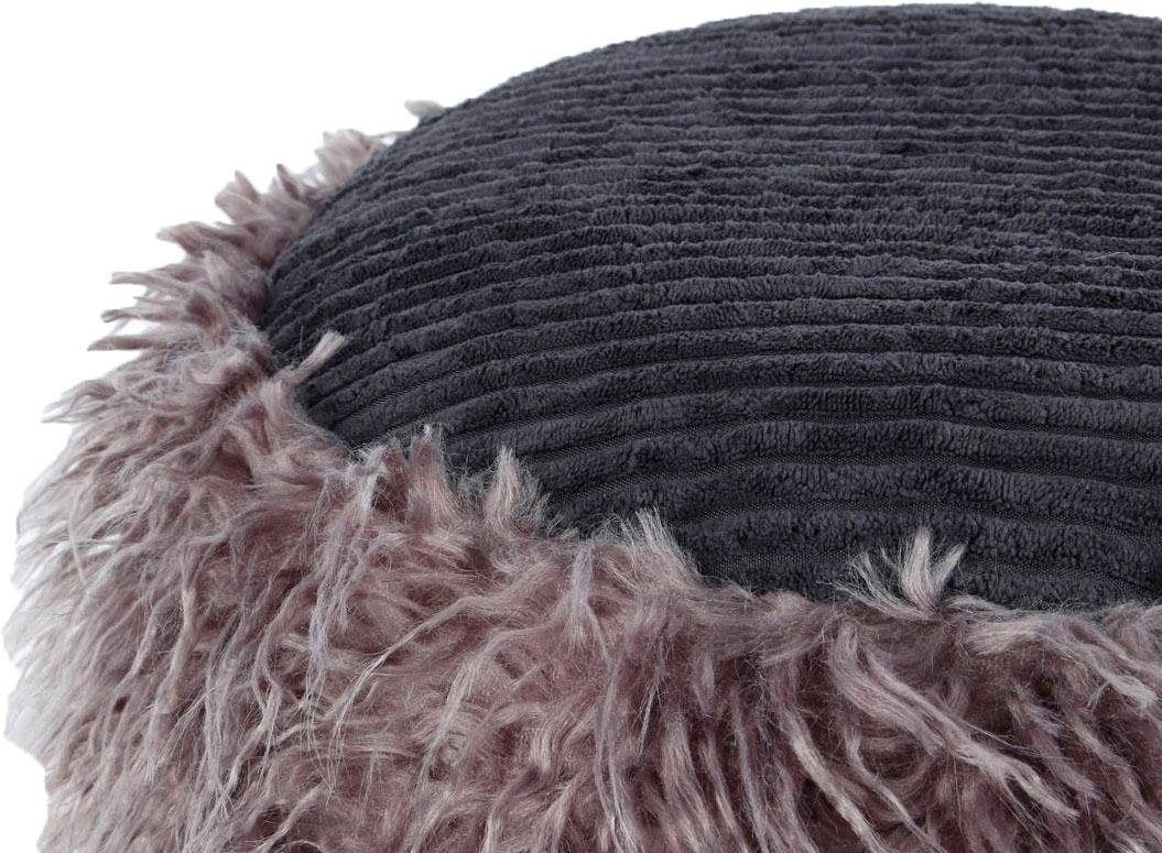 Kayoom Pouf »Fellpouf Bobtail 125, Fellhocker in zweifarbigem Design«, (1 St.), modern, dekorativ, kindersicherer Reißverschluss an der Unterseite
