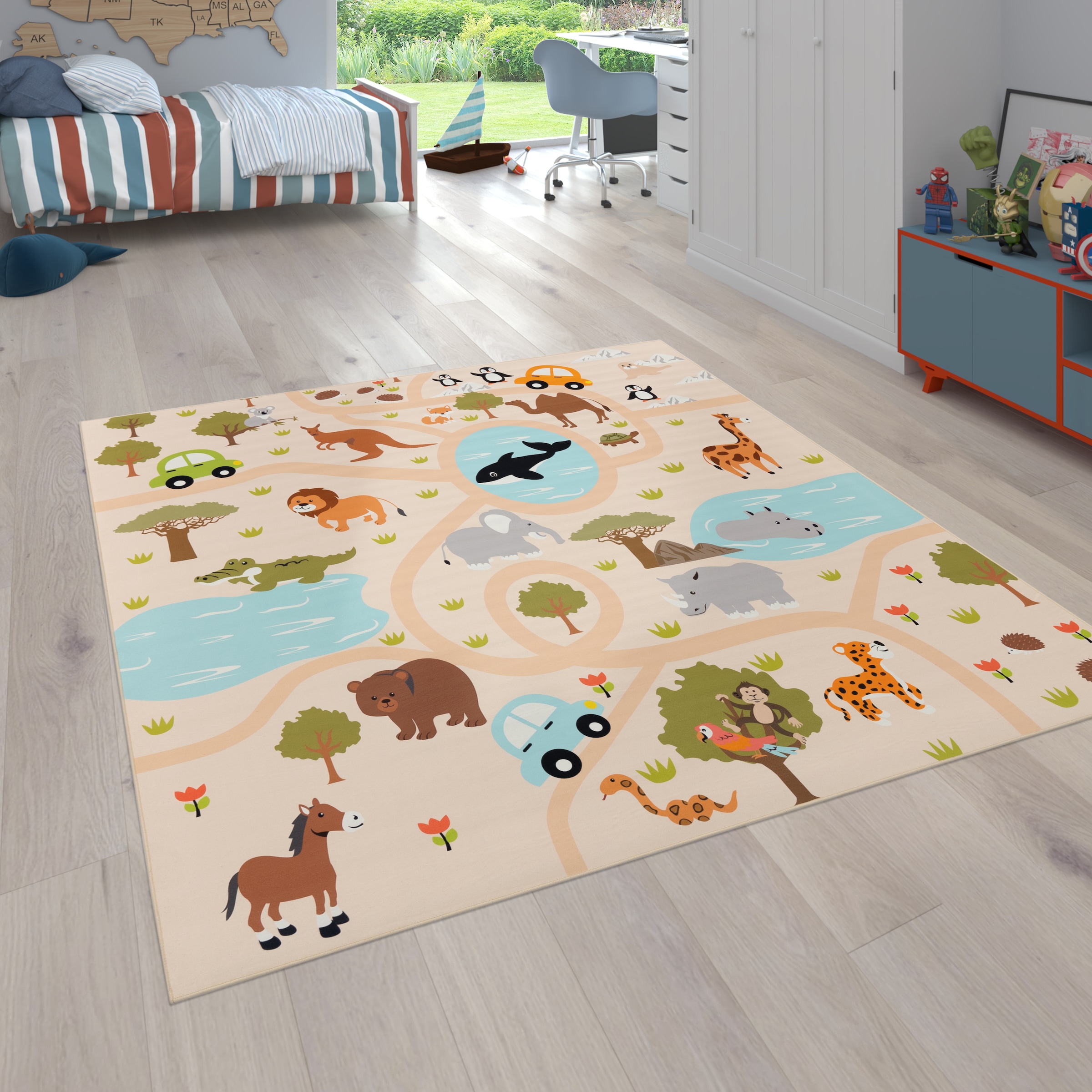 Paco Home Kinderteppich »Bino 580«, rechteckig, Spielteppich, Motiv Straße  & Autos, Kinderzimmer bequem und schnell bestellen