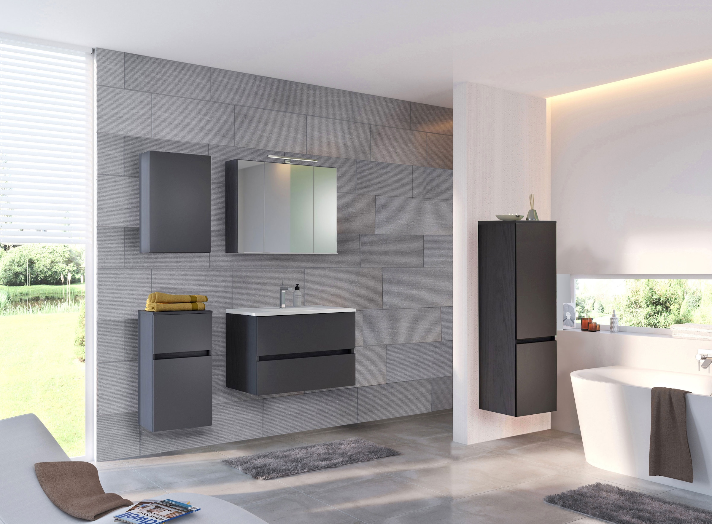 welltime Badmöbel-Set »Welltime Möbel Baabe Waschtisch-Set 3tlg. oder 5tlg. günstig online kaufen