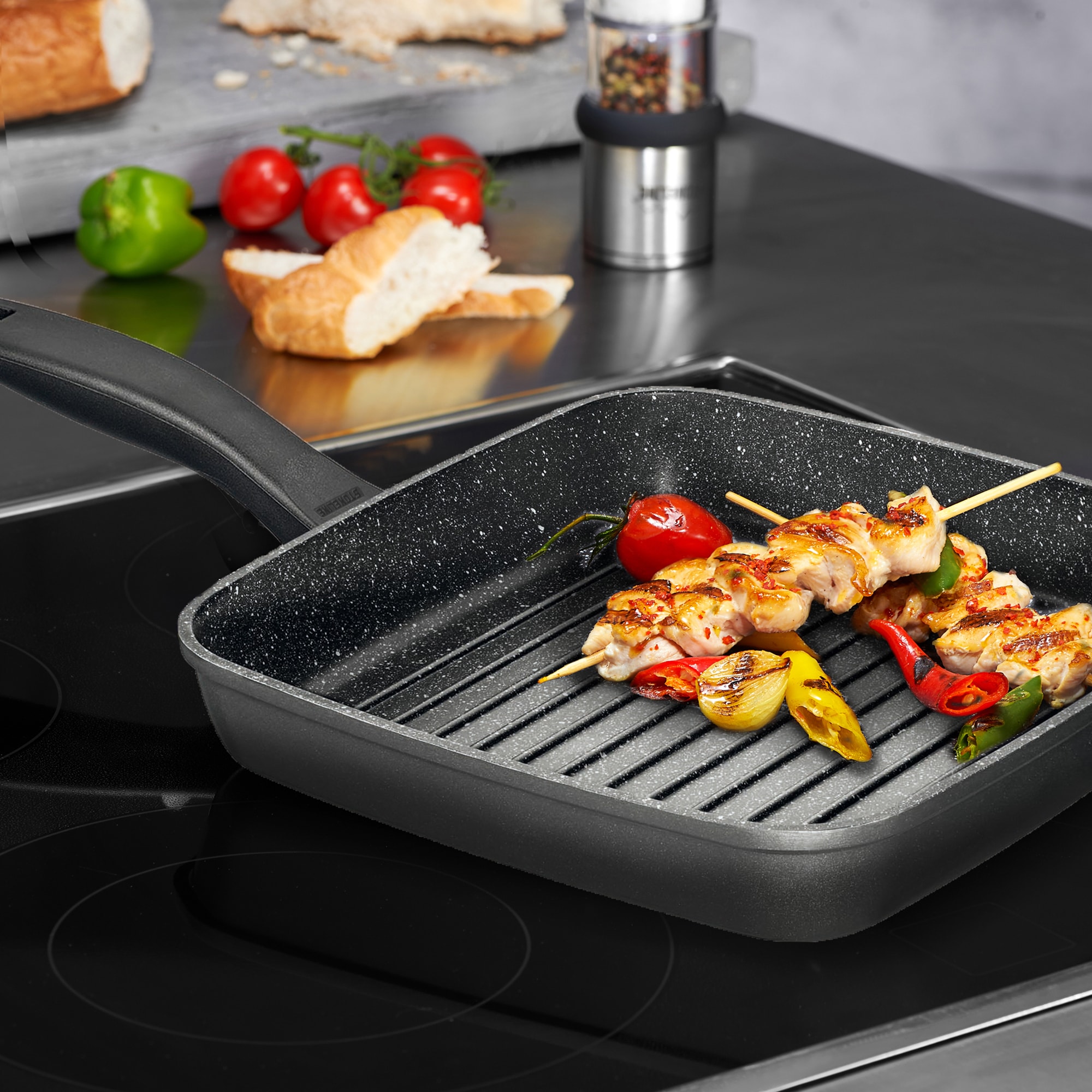 STONELINE Grillpfanne, Aluminiumguss, 26x26 cm, Induktion