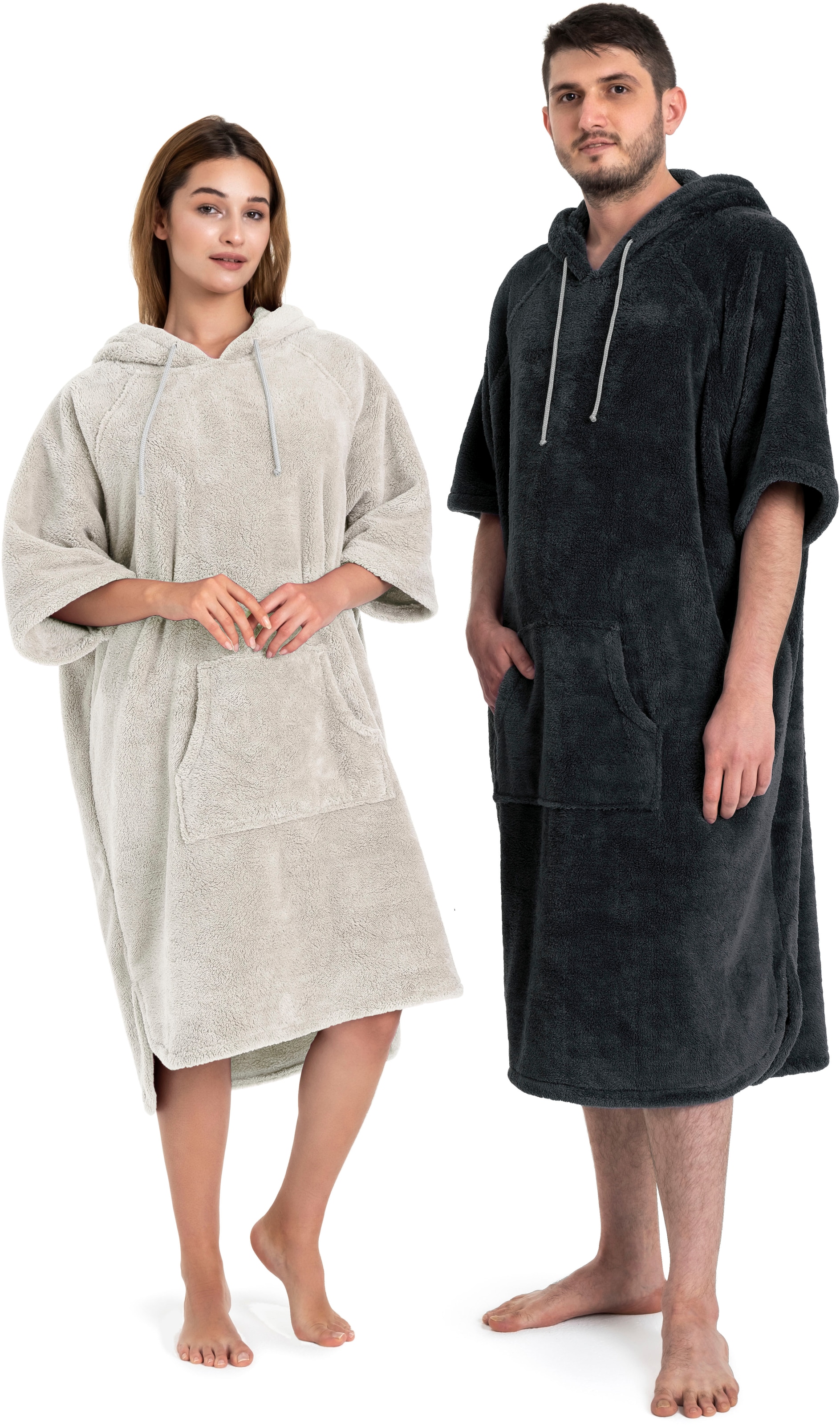 my home Badeponcho »Lillou, ideal für Sauna, Spa & im Urlaub«, (1 St.), weich und kuschelig, Fleece, Unisex, für Damen und Herren, Surfponcho
