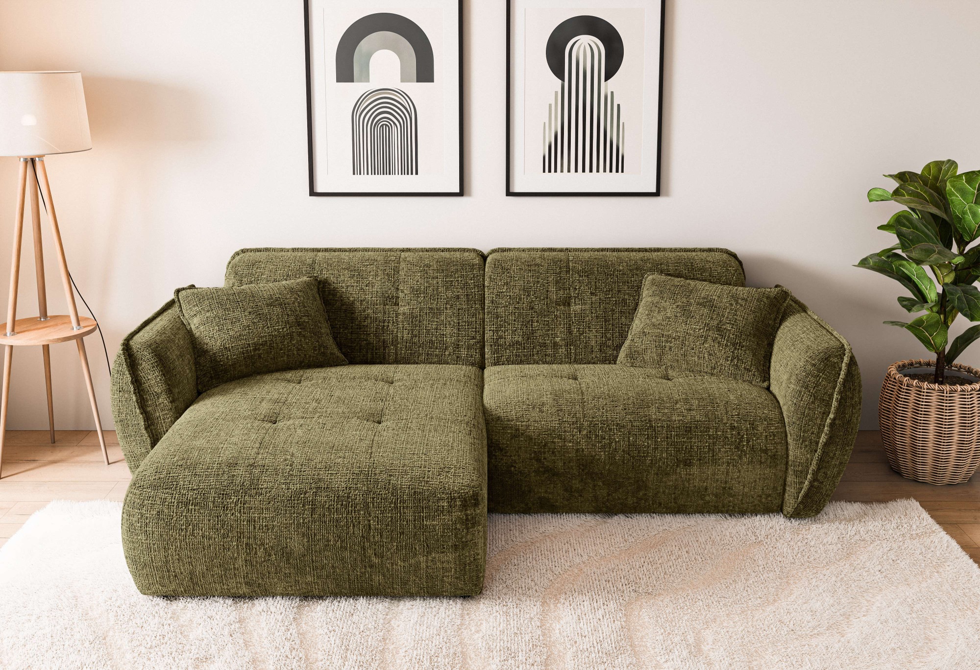 Home affaire Ecksofa »MIRELDA L-Form mit Steppungen, Recamiere rechts/links günstig online kaufen