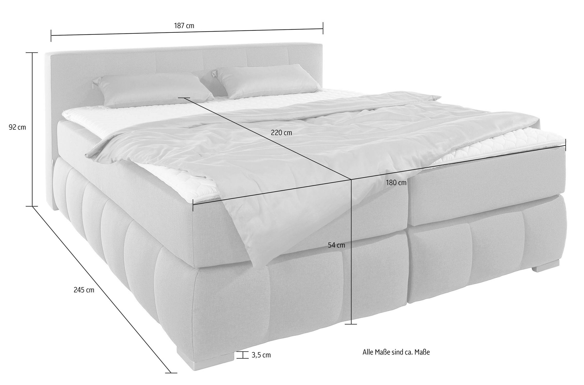 9. Bild von Guido Maria Kretschmer Home&Living Boxspringbett »Chelles«, inkl. Topper, in XXL- Überlänge 220 cm, Unterbox mit feine Wölbung