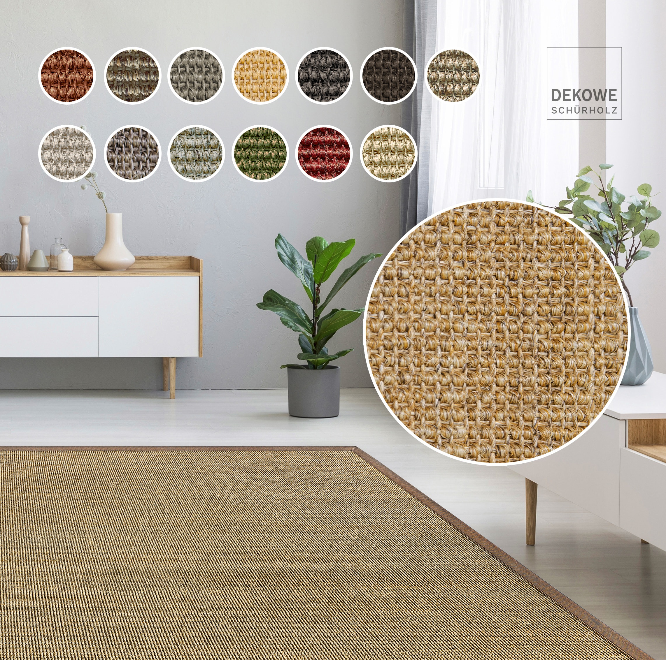 Dekowe Sisalteppich »Mara S2 mit Bordüre« rechteckig 5 mm Höhe Flachgewebe, günstig online kaufen