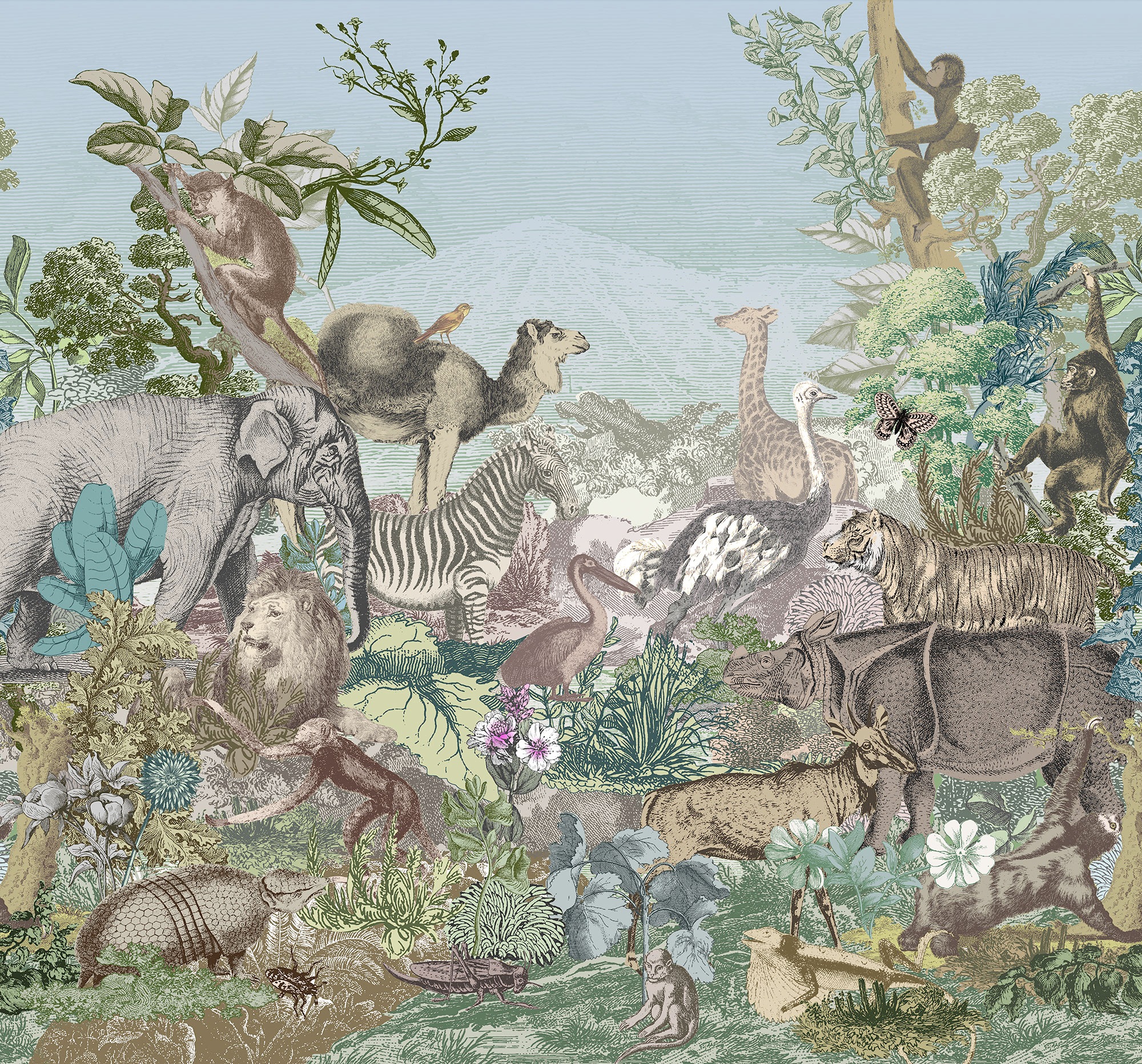 Komar Fototapete »Creative Zoo«, bedruckt, 300 x 280 cm (Breite x Höhe) - Tapete, Vlies, Wohnzimmer, Schlafzimmer