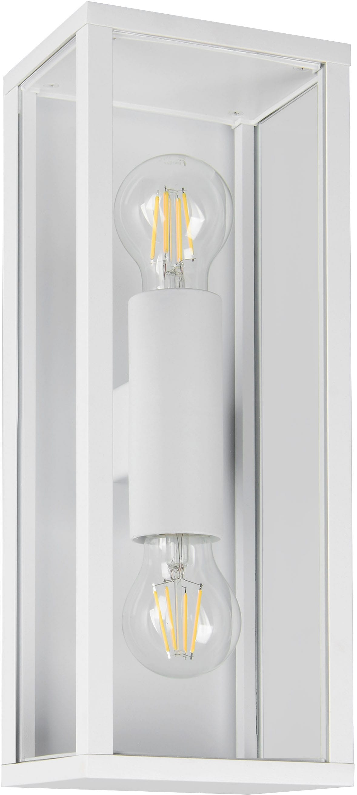 TRIO Leuchten Außen-Wandleuchte »GARONNE, Fassadenbeleuchtung, Wandlampe exkl 2x E27 max 10W, IP44«, 2 flammig, Leuchtmittel E27 | Leuchtmittel wechselbar, Wandleuchte Garten Terrasse, mit Glasschirm Höhe 38cm Breite 14cm