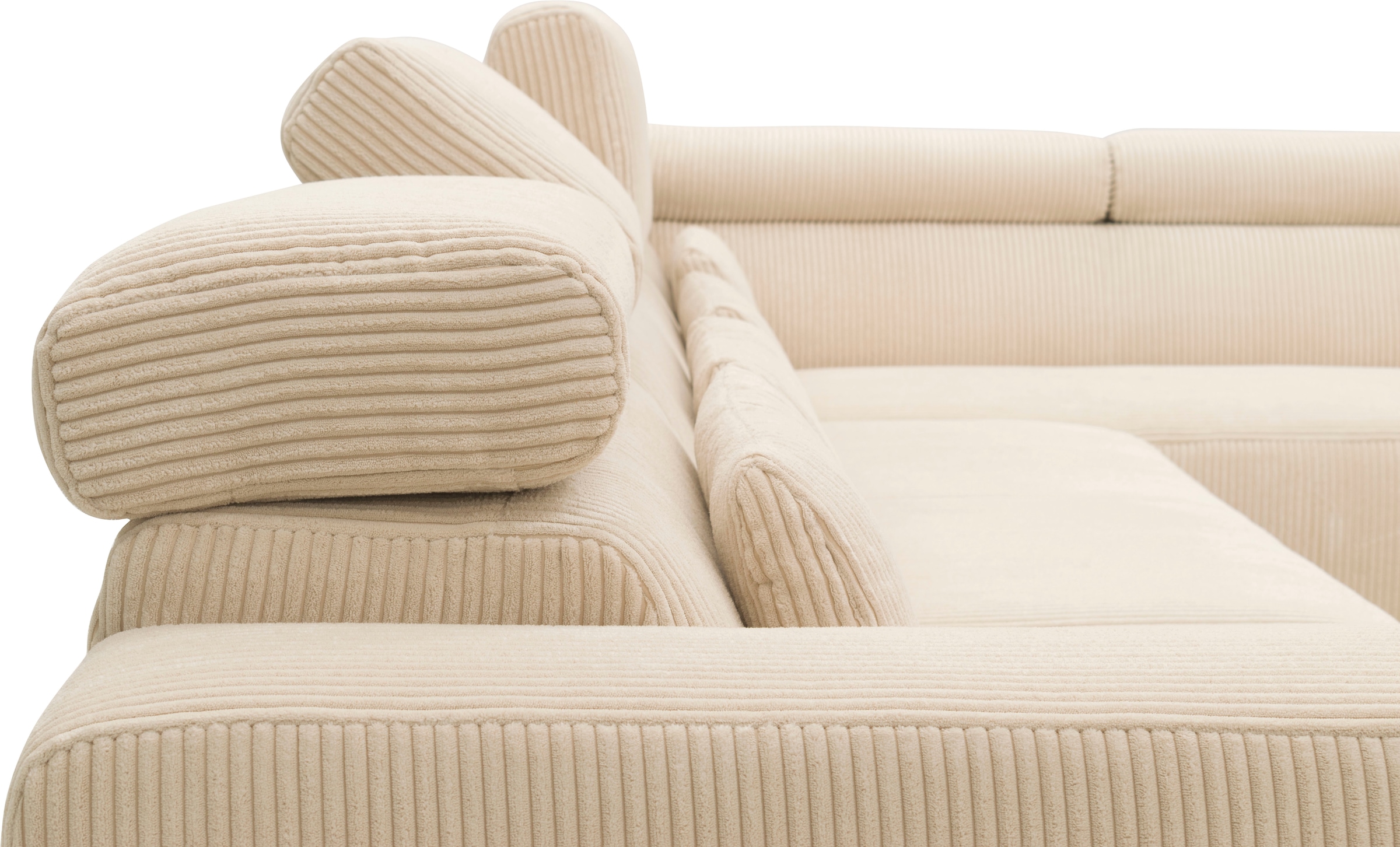 DOMO collection Wohnlandschaft »Brandon viele Bezugsarten, auch in Cord und Leder, incl. Nierenkissen«, mit Kopfteilverstellung, wahlweise Sitztiefenverstellung, U-Form