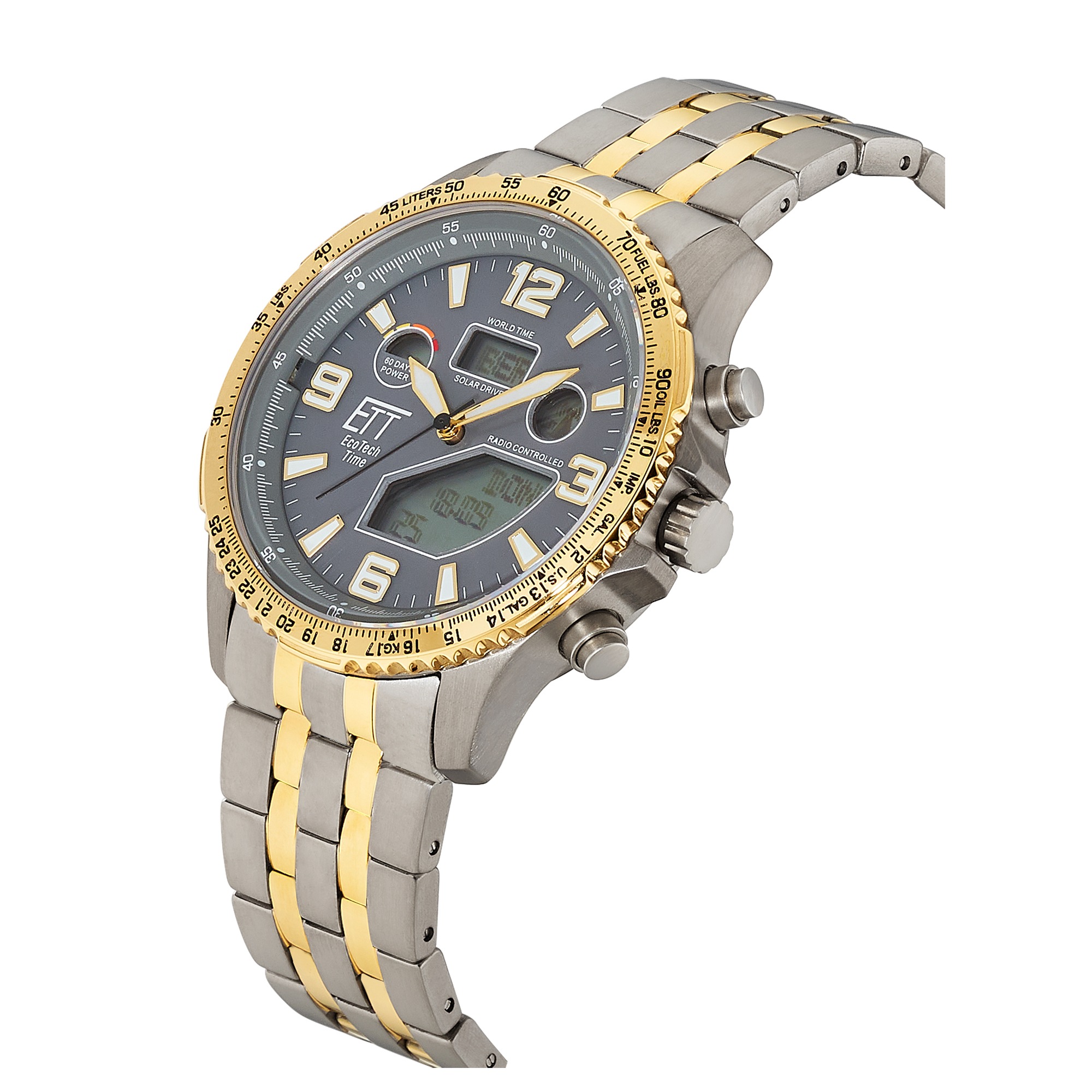 ETT Funkchronograph »Professional World Timer« Armbanduhr, Solar, Herrenuhr, analog, digital, automatischer Kalender