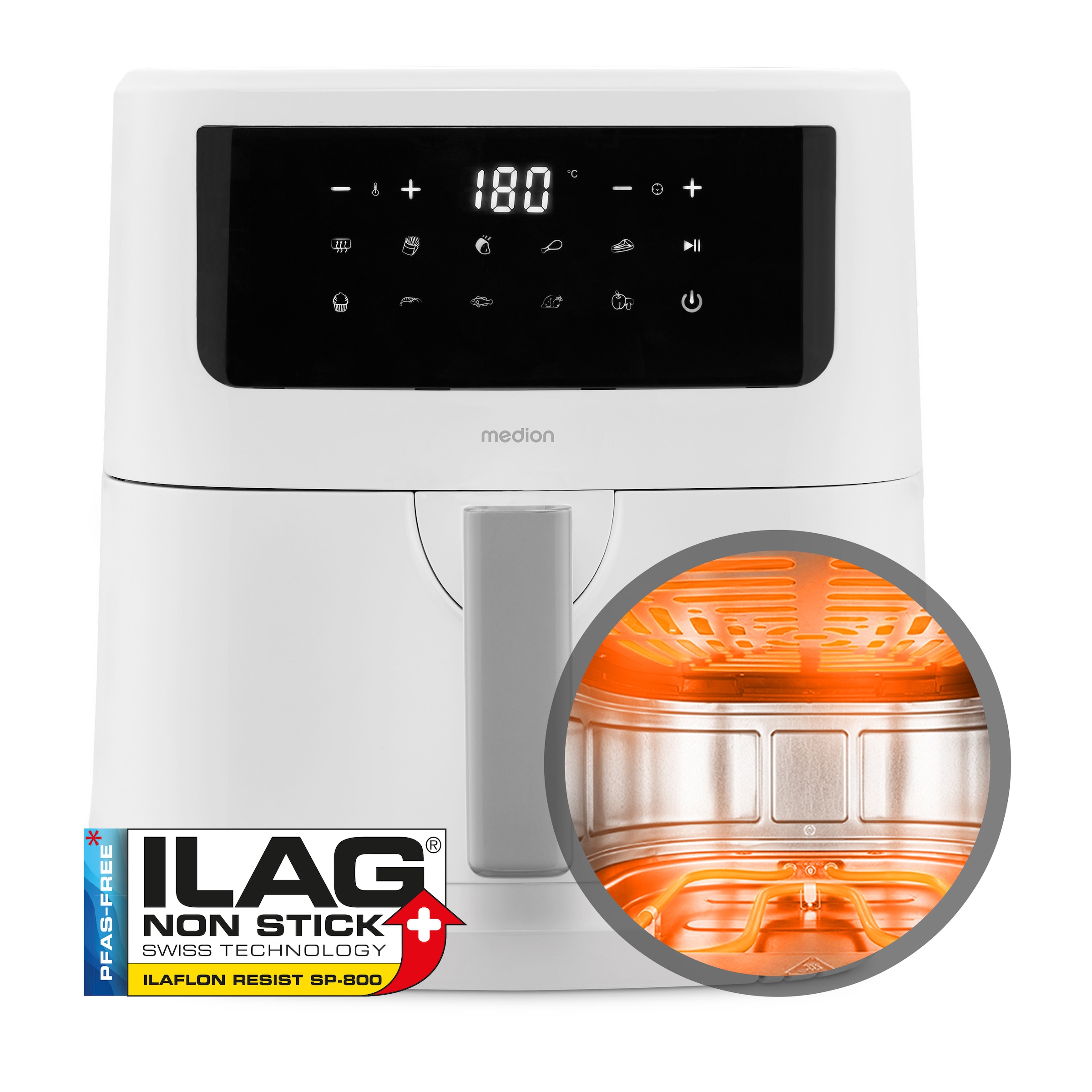Medion® Heißluftfritteuse »P10 XL (MD 11750), 6,8 L Korbvolumen, 9 Automati günstig online kaufen