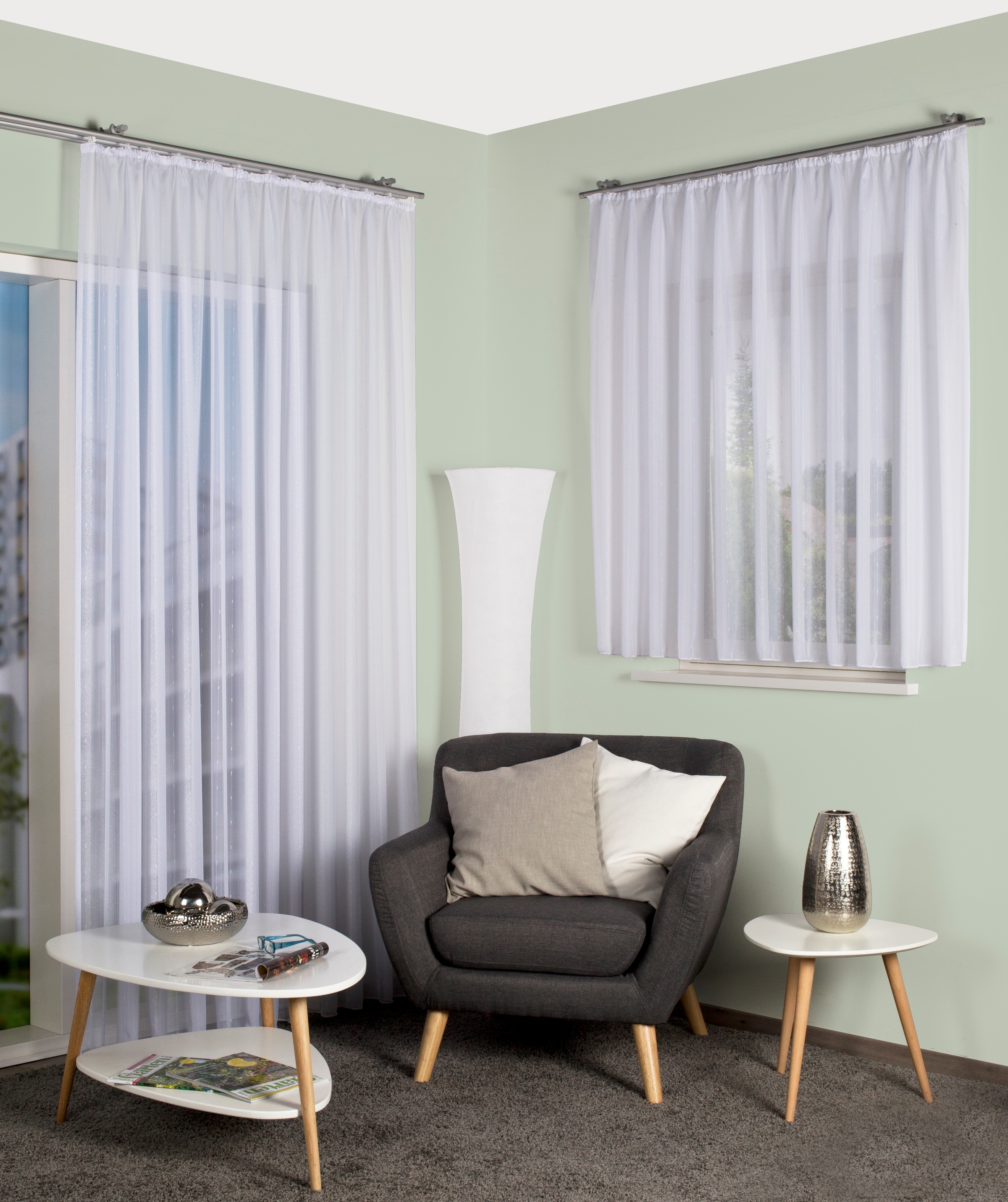 HOME WOHNIDEEN Gardine »KYRA« Kräuselband 1 Stk. tlg. EFFEKTVOILE LÄNGSSTRE günstig online kaufen