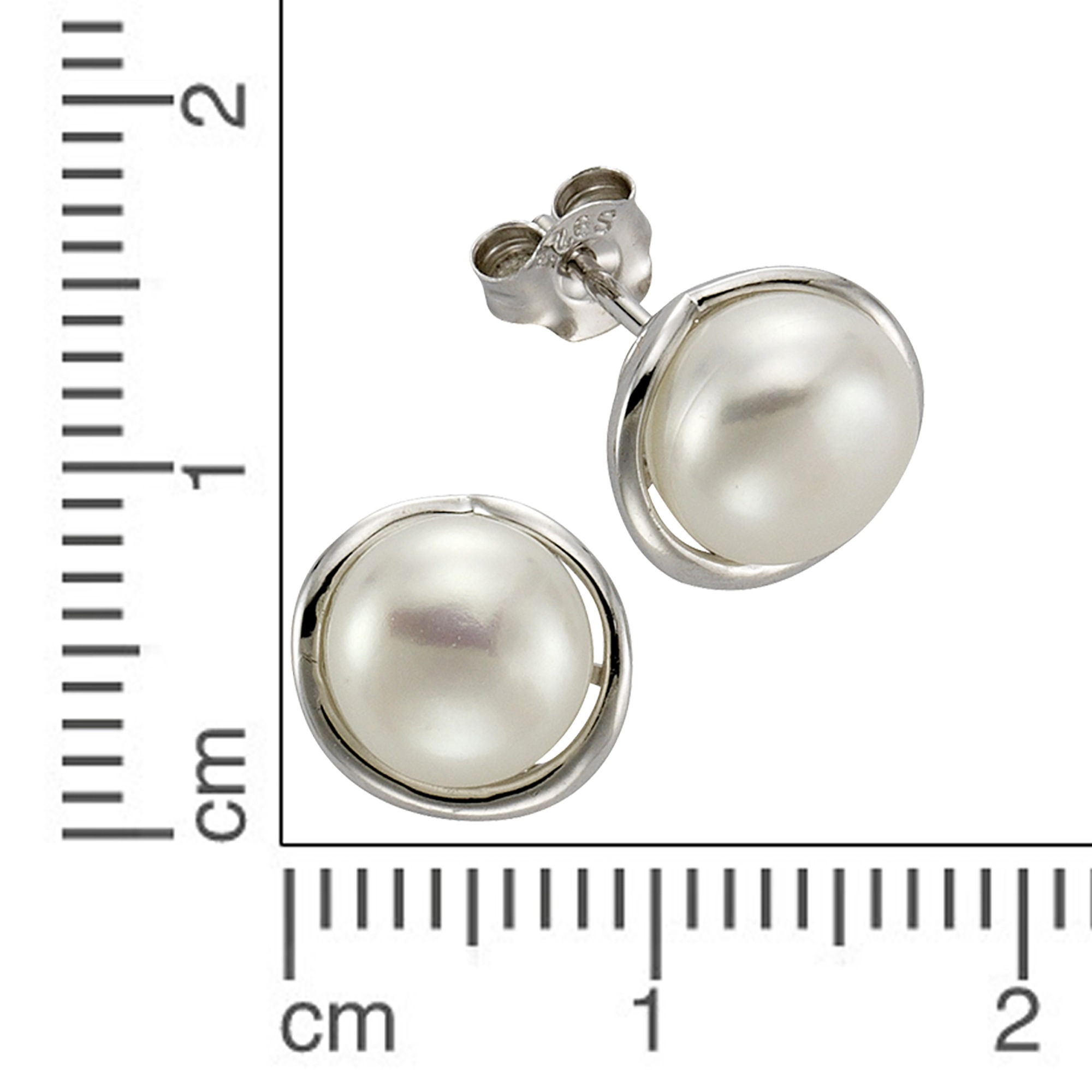 Zeeme Paar Ohrstecker »925/- Sterling Silber Perle weiß«