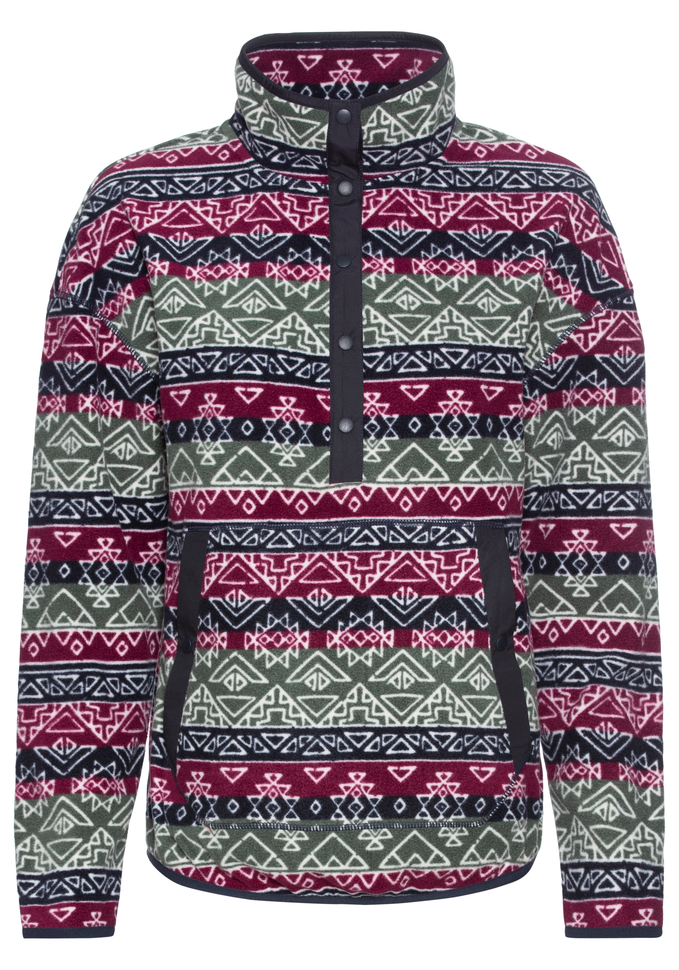 Polarino Fleecepullover, mit Colourblocking-Optik, mit Kängurutasche, aus Fleecestoff