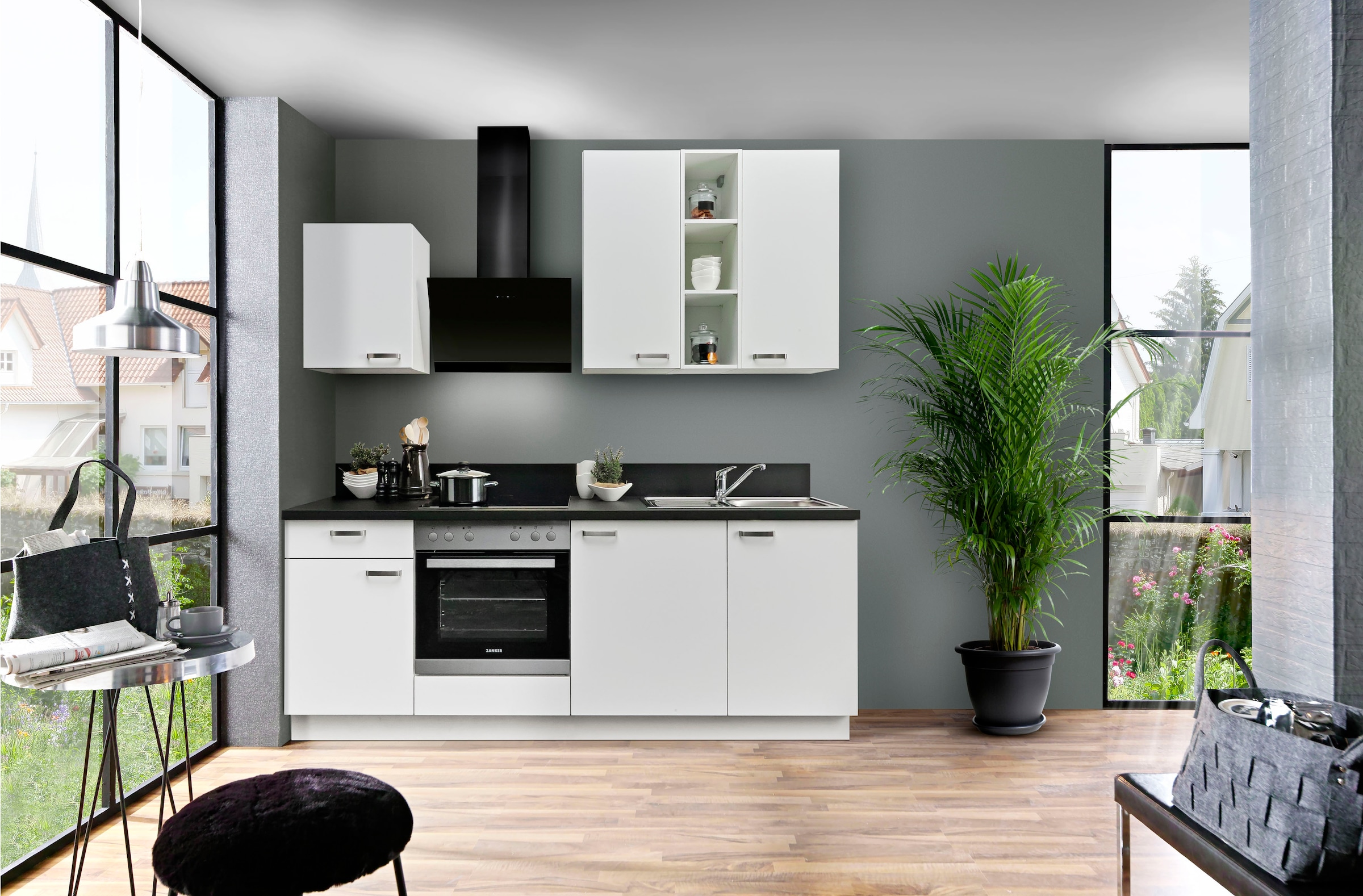 KOCHSTATION Küchenzeile »"KS-Bari", wahlw. mit E-Geräten«, Soft-Close-Funktion und Vollauszug, vormontiert, Breite 220 cm