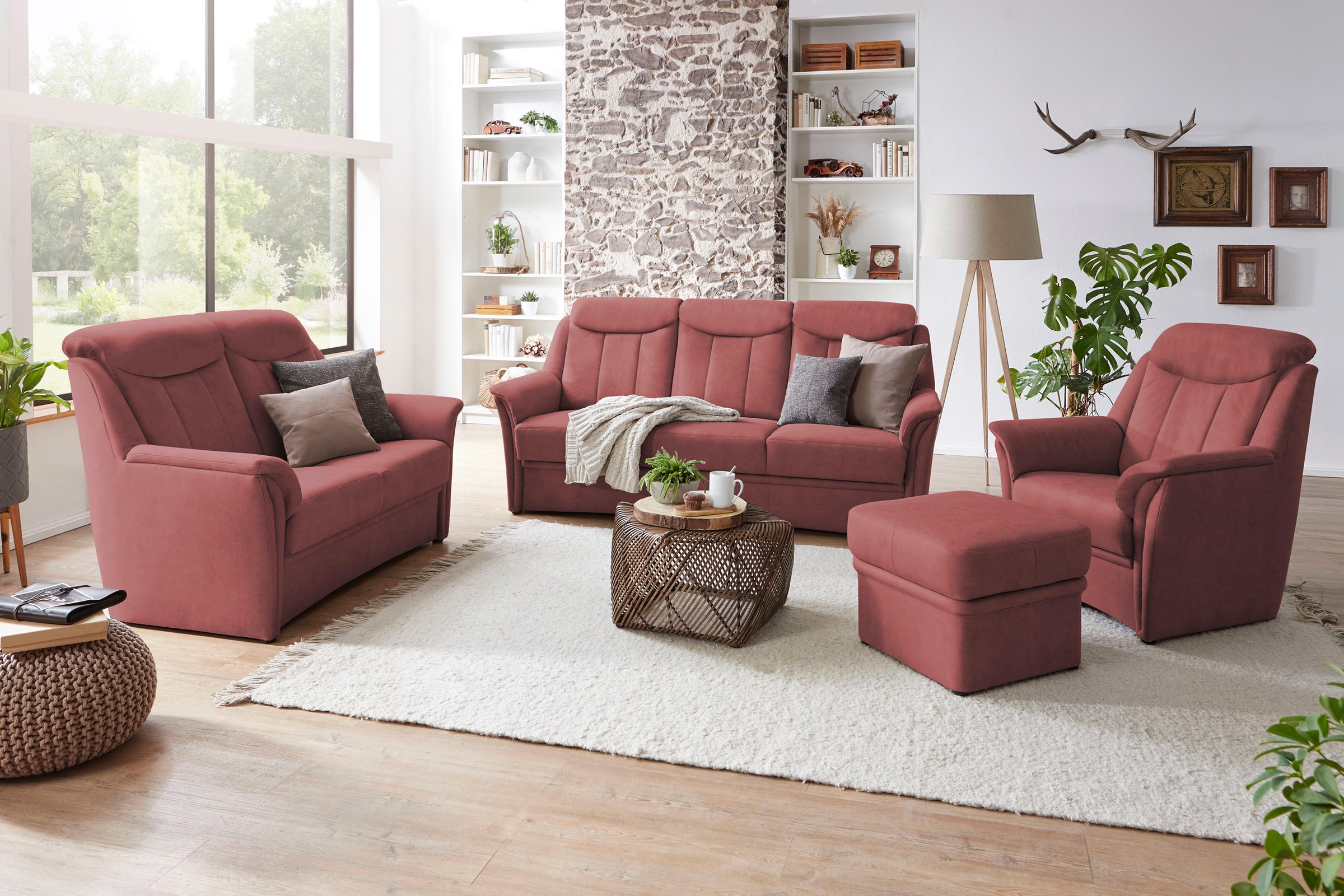 VILLA BECK Polstergarnitur »Lugano«, (Set, 3 tlg.), Kopfteilverstellung, in günstig online kaufen
