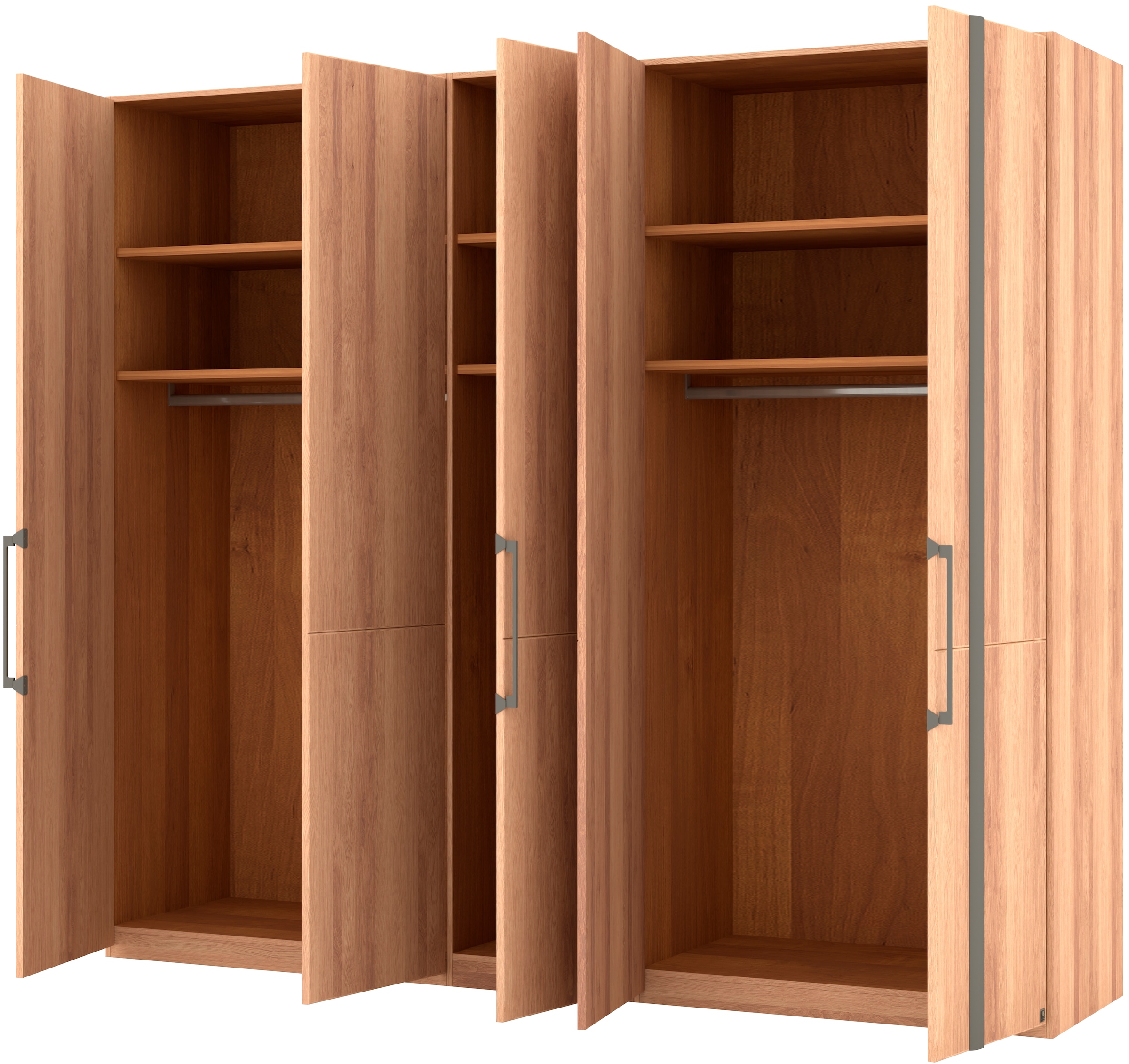 Musterring Drehtürenschrank »Sorrent, Kleiderschrank«, (mit Türdämpfern, in 5 Breiten & 2 Höhen, extra Böden, MADE IN GERMANY), Türen in Eiche massiv mit Absetzung in Schiefer, verschiedene Maße