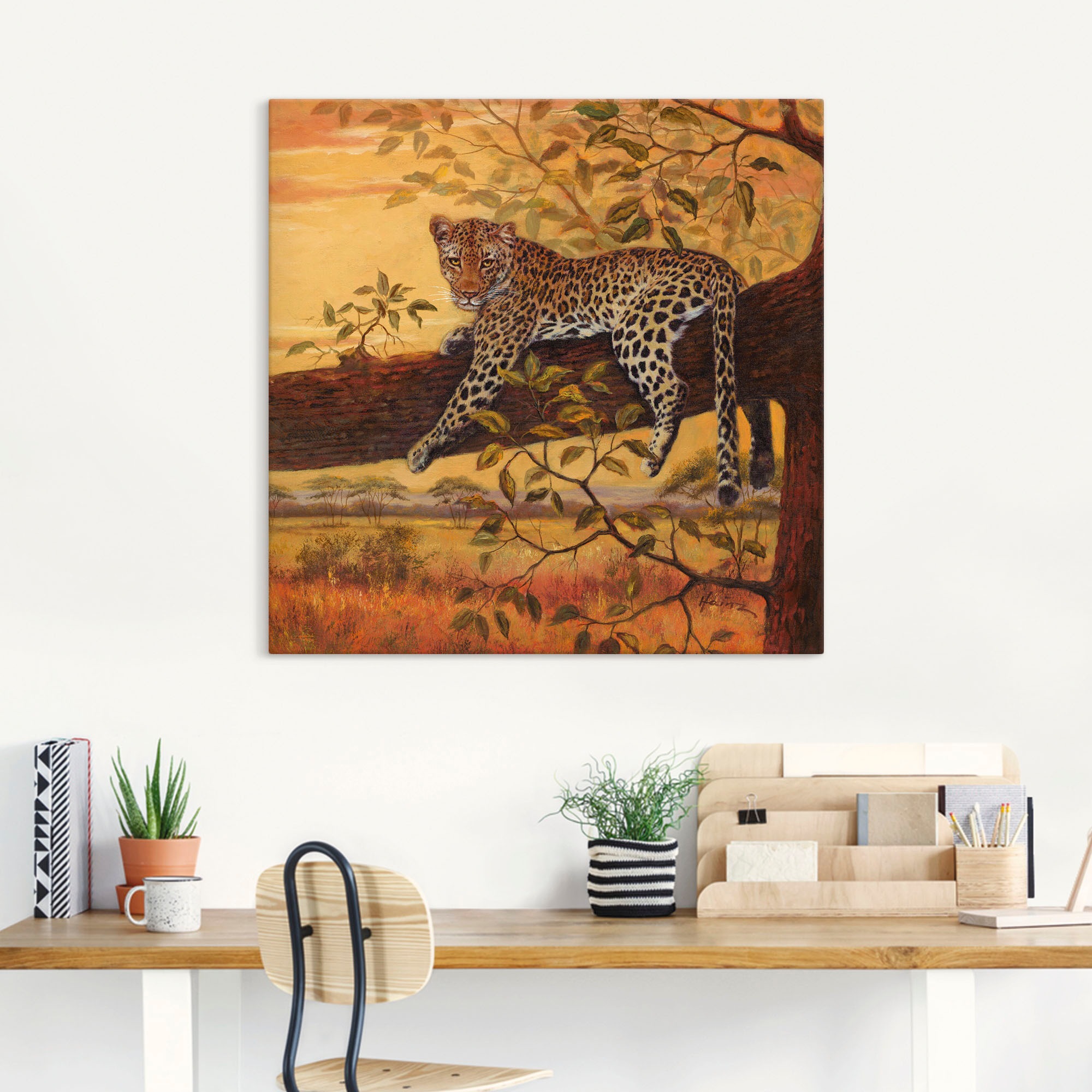 Artland Wandbild »Ruhender Leopard«, Wildtiere, (1 St.), als Leinwandbild, günstig online kaufen