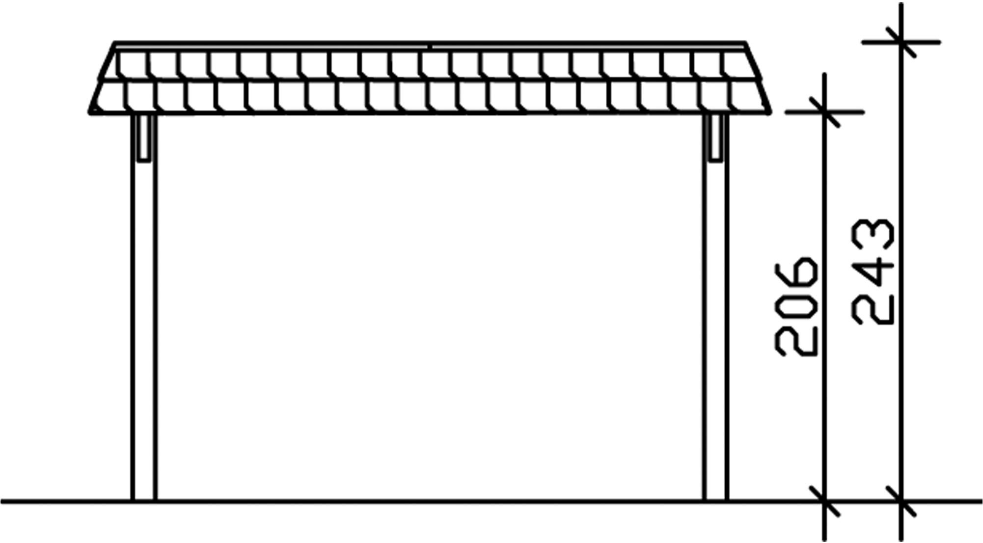 Skanholz Einzelcarport »Wendland«, Leimholz, Fichte, 291 cm, Schiefergrau, 362x628cm mit Aluminiumdach rote Blende