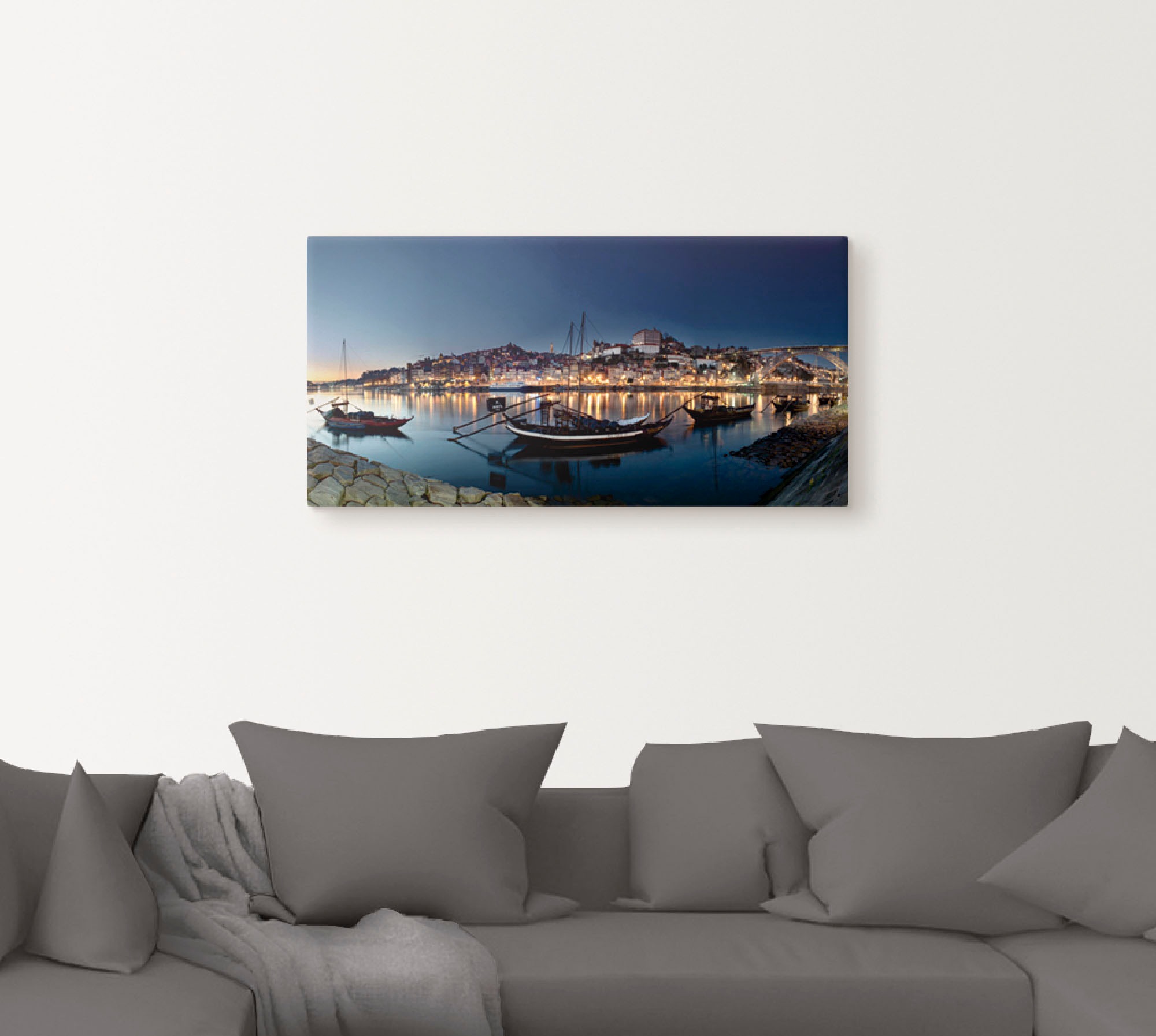 Artland Leinwandbild »Porto - Nachtpanorama«, Europa, (1 St.), auf Keilrahmen gespannt
