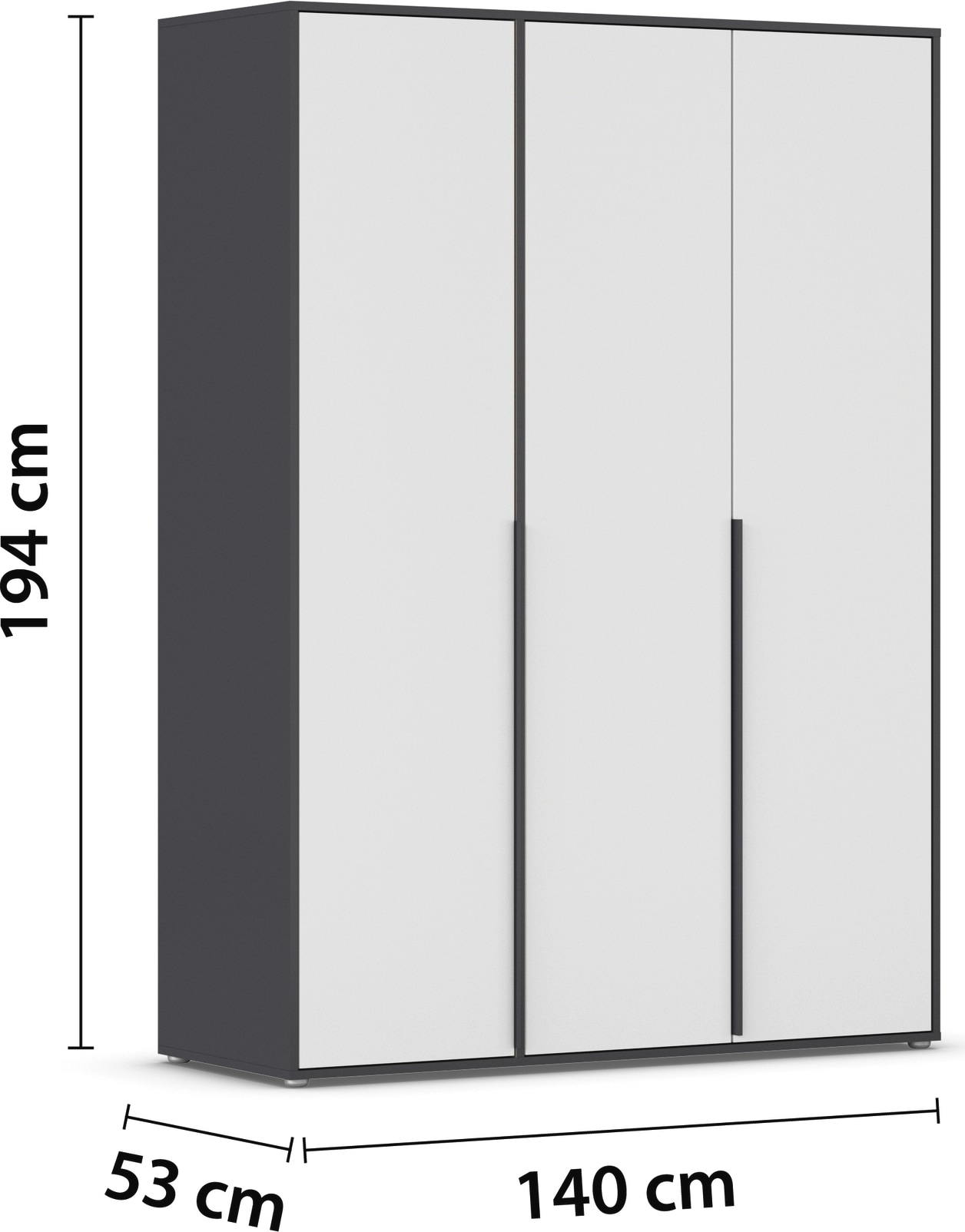 rauch Drehtürenschrank »Kleiderschrank Schrank Garderobe Wäscheschrank NAGATA viel Stauraum«, (in 3 verschiedenen Ausstattungen BASIC/CLASSIC/PREMIUM), mit modernen Stangengriffen in Graumetallic TOPSELLER MADE IN GERMANY