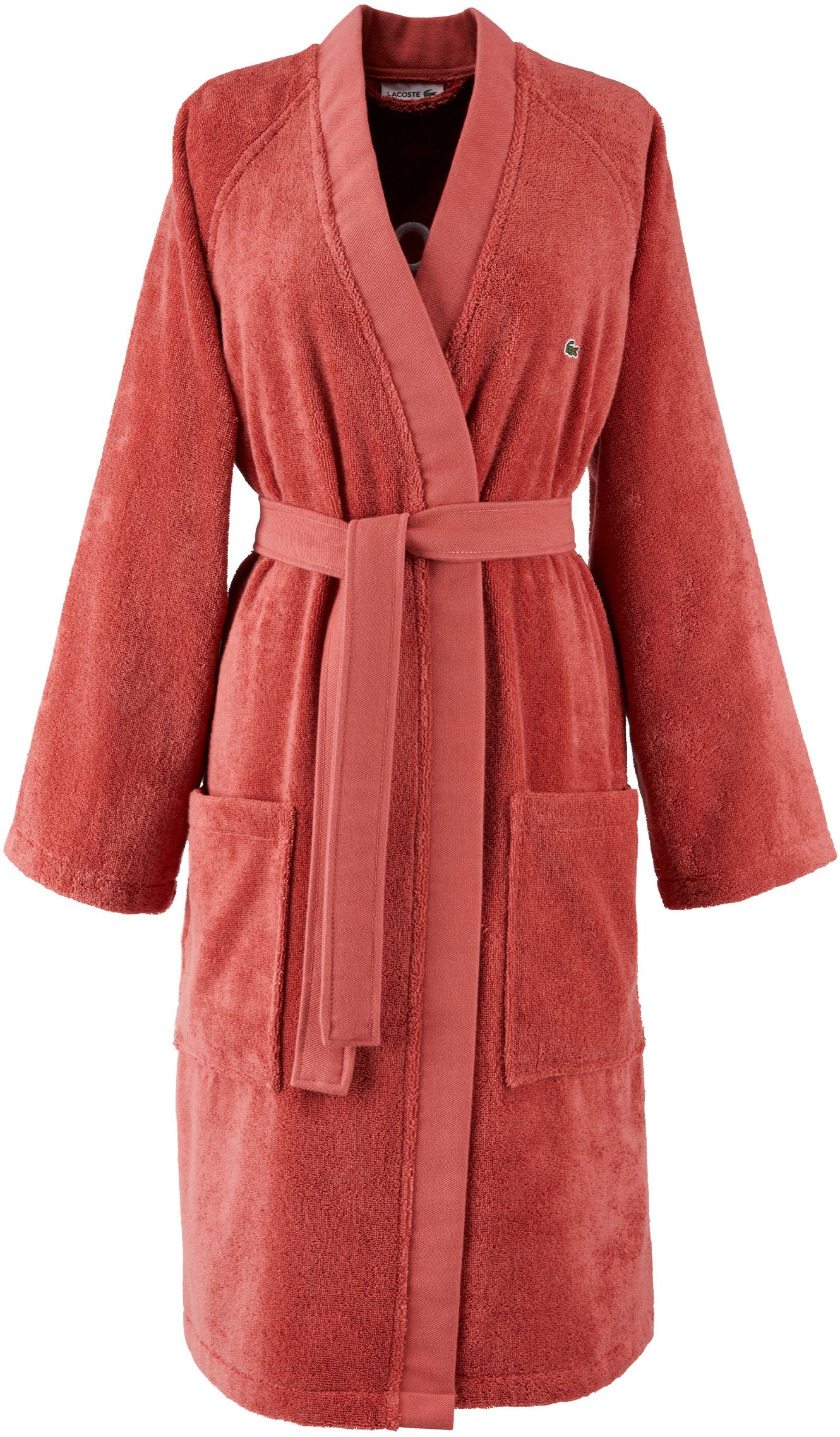 LACOSTE Bademantel »LDEFILE« 1 Stk. tlg., Mit Logo-Stickerei auf der Rückseite, aus 100% Baumwolle sierra L Schön weicher Bademantel
